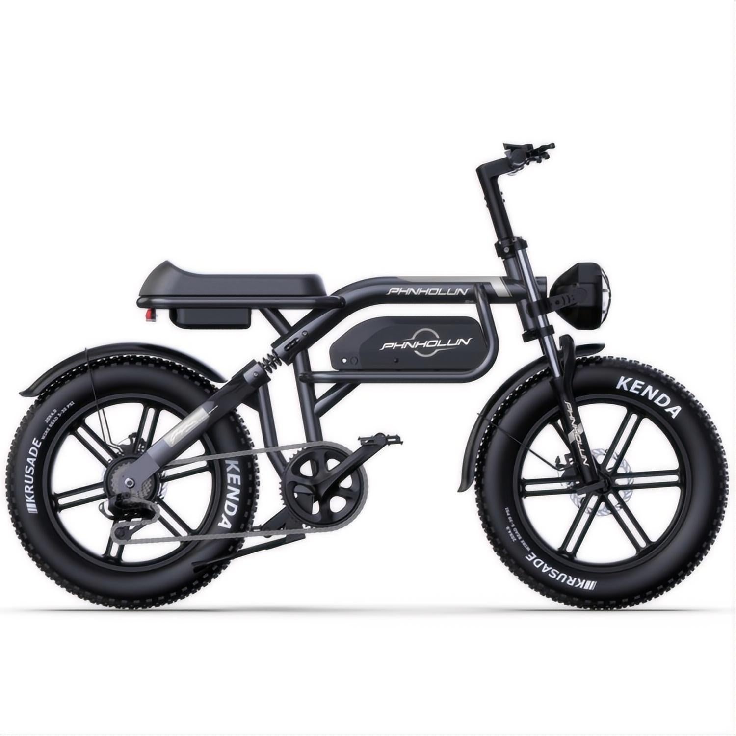 Vélo Électrique PHNHOLUN C8 IT - Moteur 1000W Batterie 48V20AH Pneus de 20 Pouces Frein à Disque - Noir