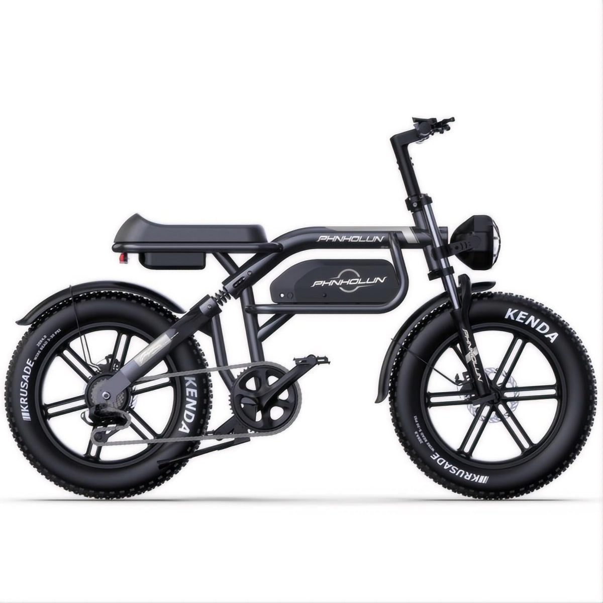 Vélo Électrique PHNHOLUN C8 IT - Moteur 1000W Batterie 48V20AH Pneus de 20 Pouces Frein à Disque - Noir