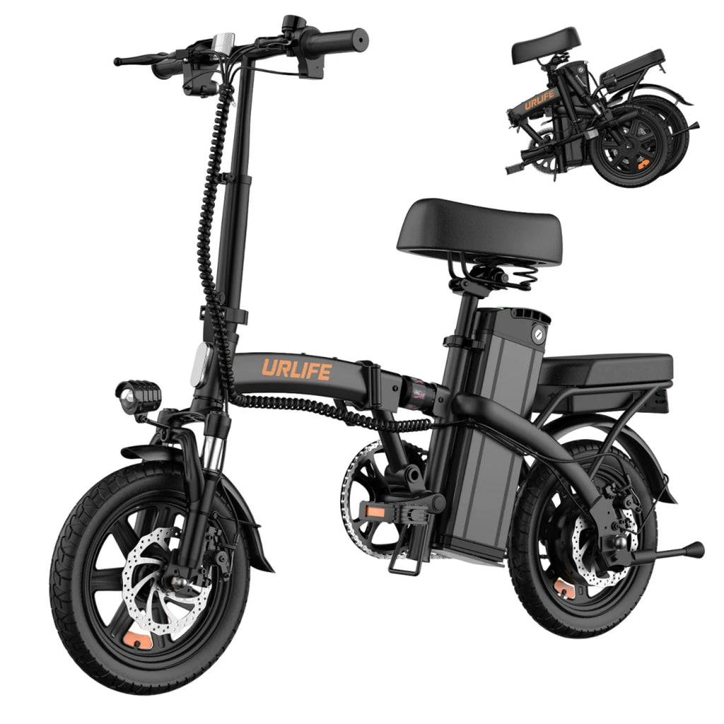 Vélo électrique URLIFE F1L - Moteur 250W Batterie 48V 7.5Ah Pneus De 14 Pouces  Freins à Disque - Noir
