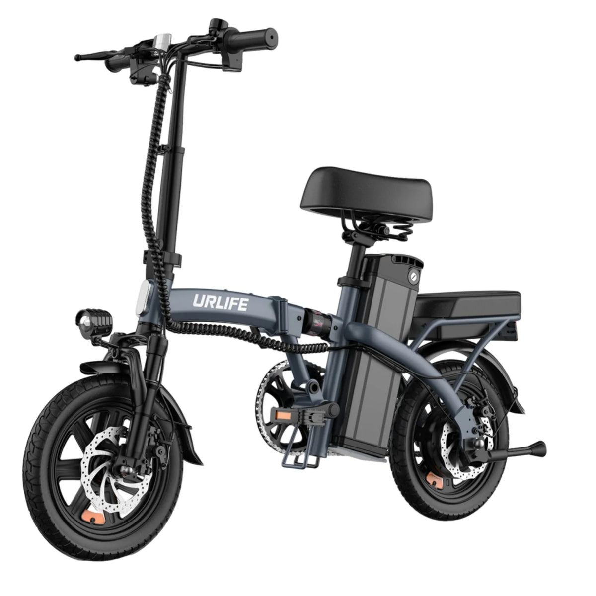 Vélo électrique URLIFE F1L - Moteur 250W Batterie 48V 7.5Ah Pneus De 14 Pouces  Freins à Disque - Gris