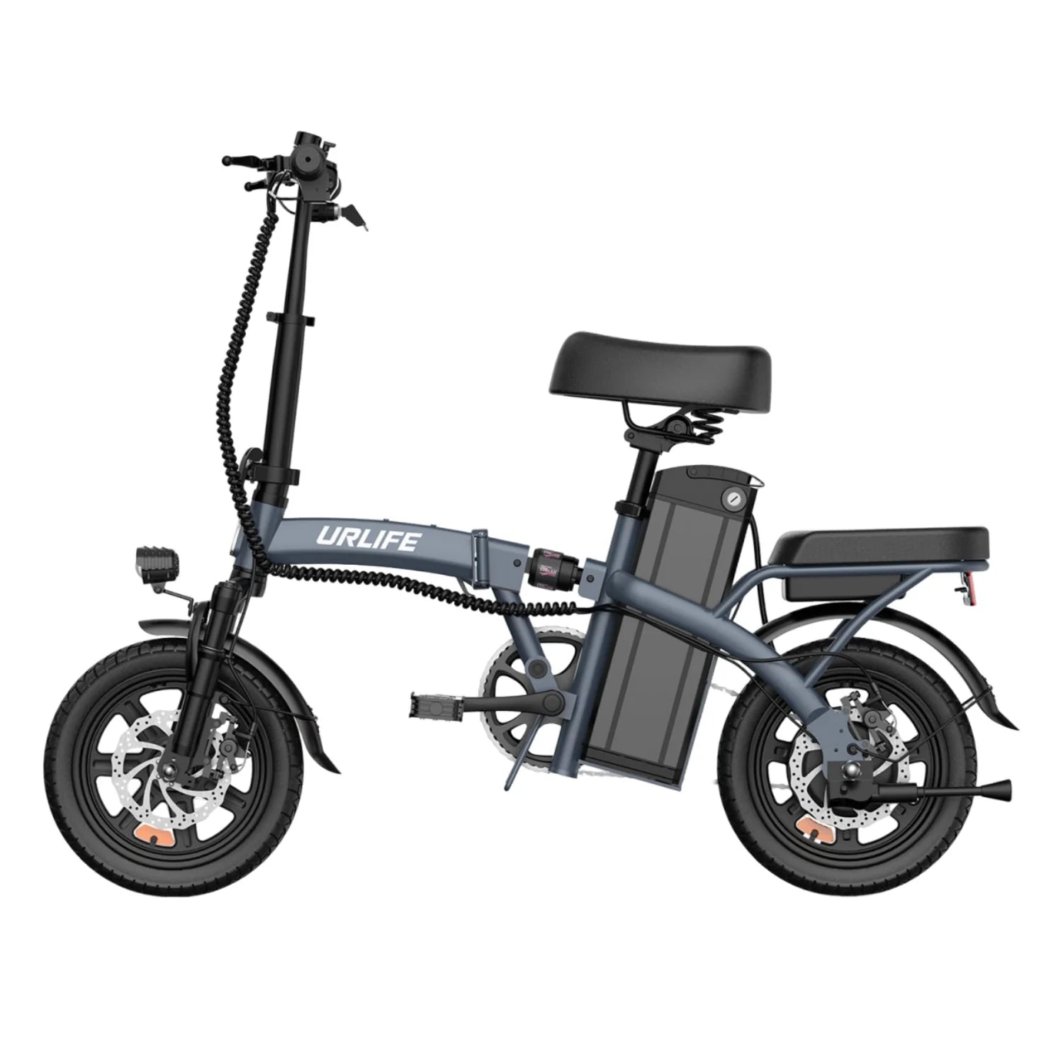 Vélo électrique URLIFE F1L - Moteur 250W Batterie 48V 7.5Ah Pneus De 14 Pouces  Freins à Disque - Gris