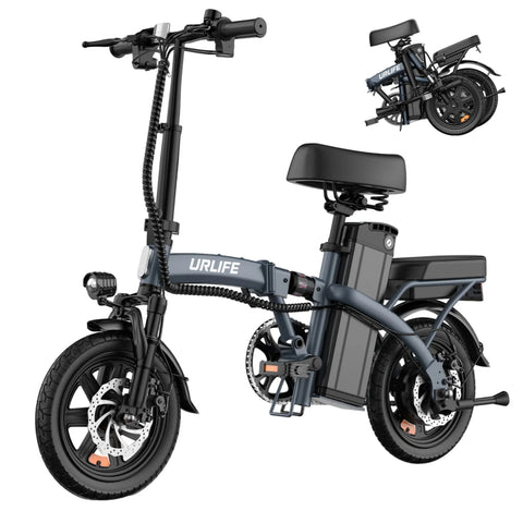 Vélo électrique URLIFE F1L - Moteur 250W Batterie 48V 7.5Ah Pneus De 14 Pouces  Freins à Disque - Gris