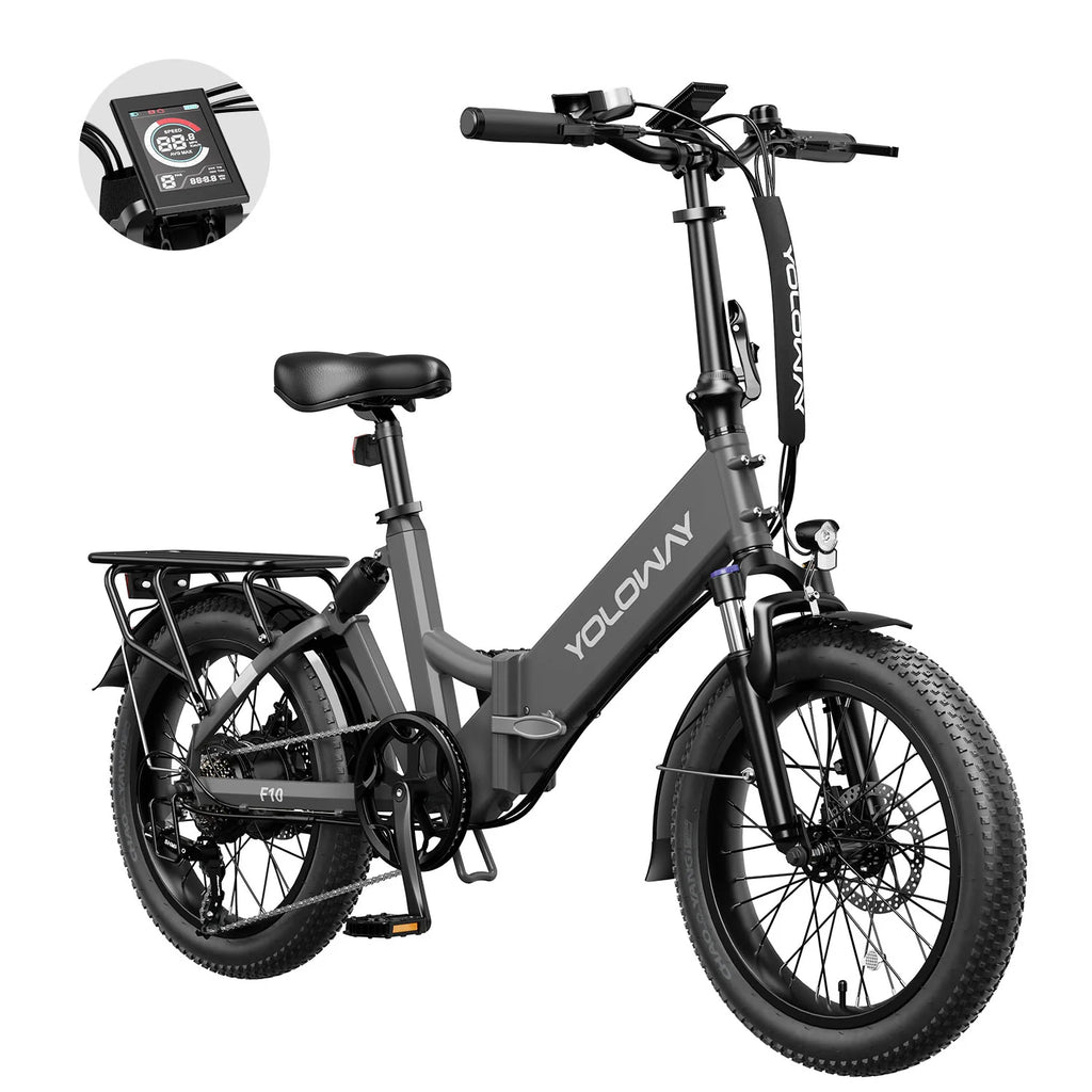 Vélo électrique Pliant Yoloway F10 - Moteur 250W Batteries 36V12.5Ah Pneus De 20*3.0 Pouces Freins à Disque Avant Et Arrière - Noir
