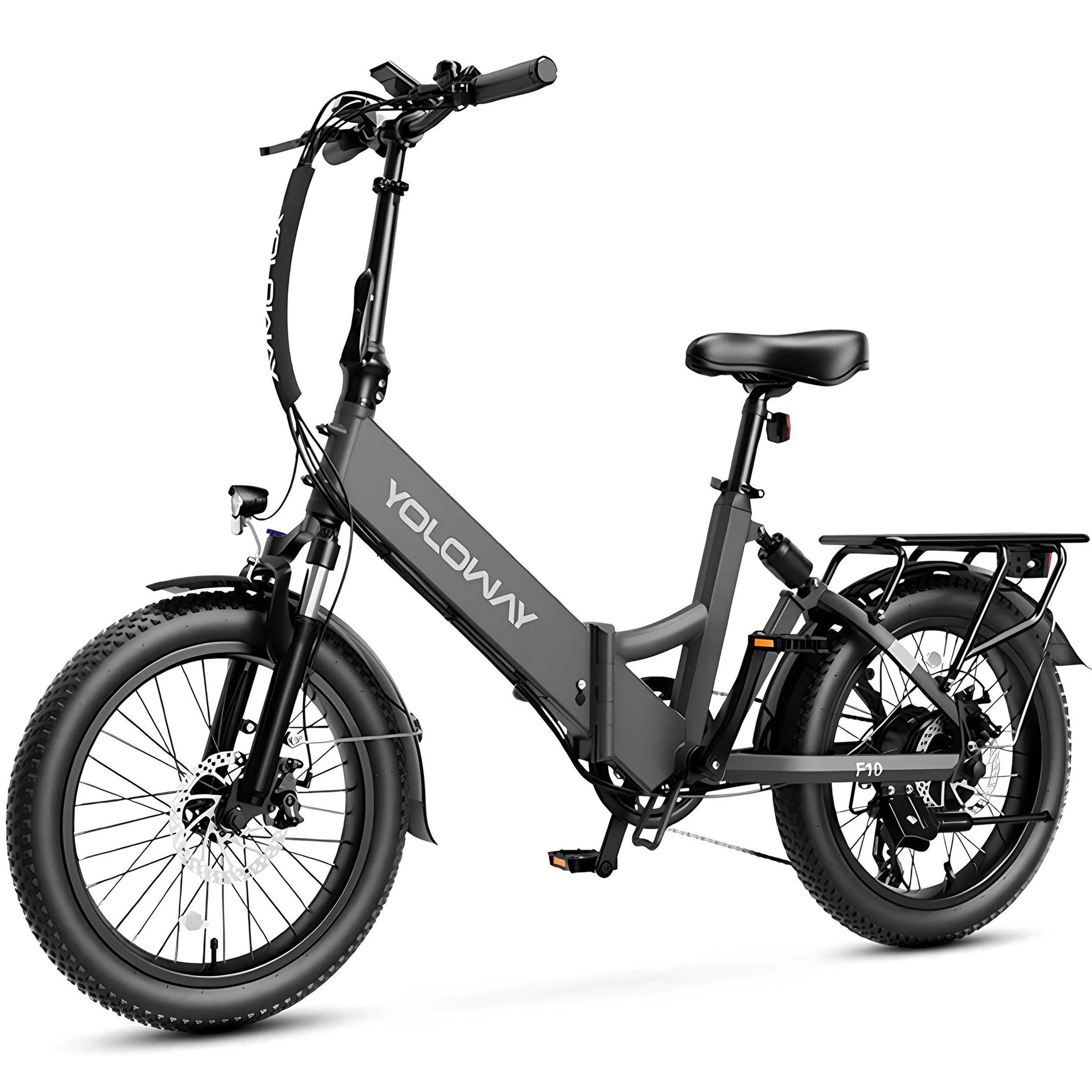 Vélo électrique Pliant Yoloway F10 - Moteur 250W Batteries 36V12.5Ah Pneus De 20*3.0 Pouces Freins à Disque Avant Et Arrière - Noir