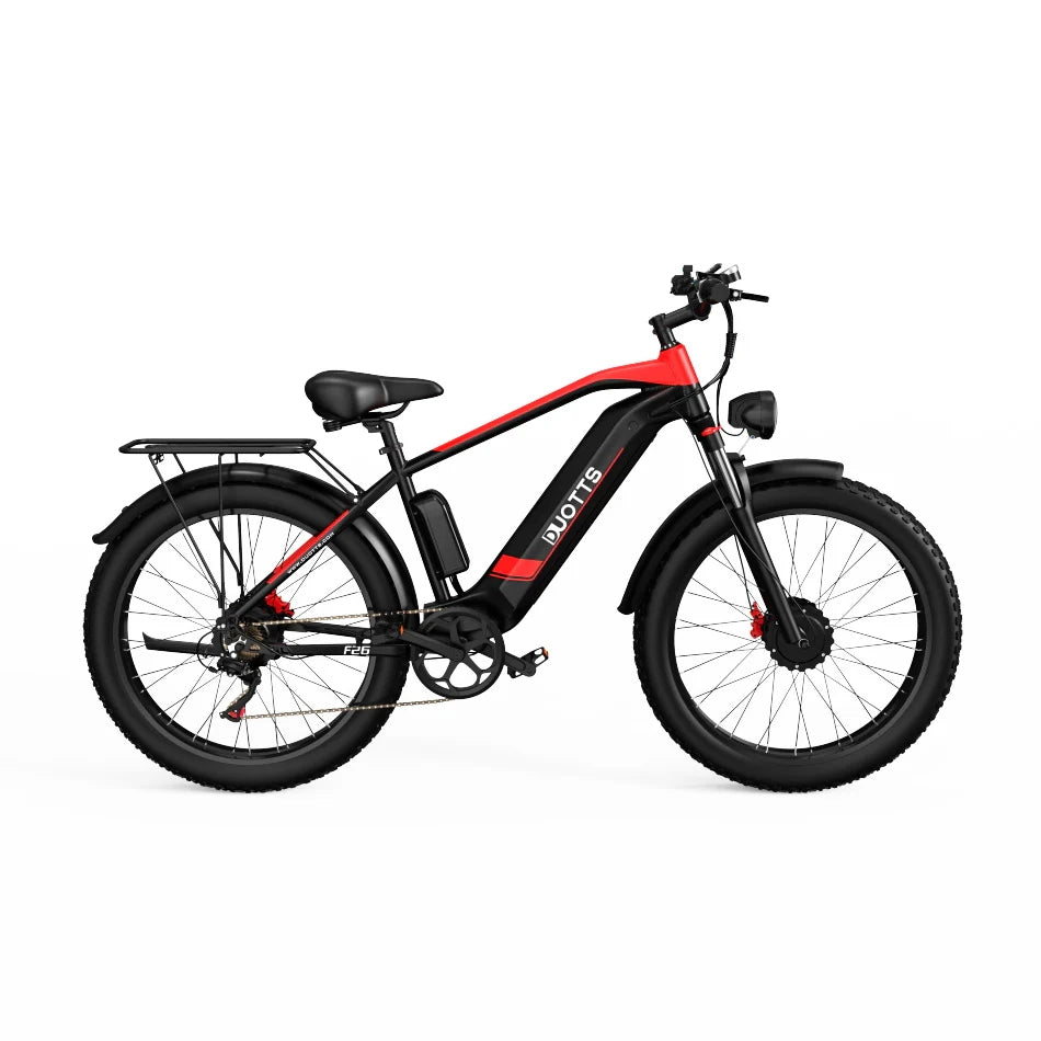 Vélo Électrique Duotts F26 - Moteur 750W*2 Batterie 840WH 50KM d'Autonomie - Noir rouge