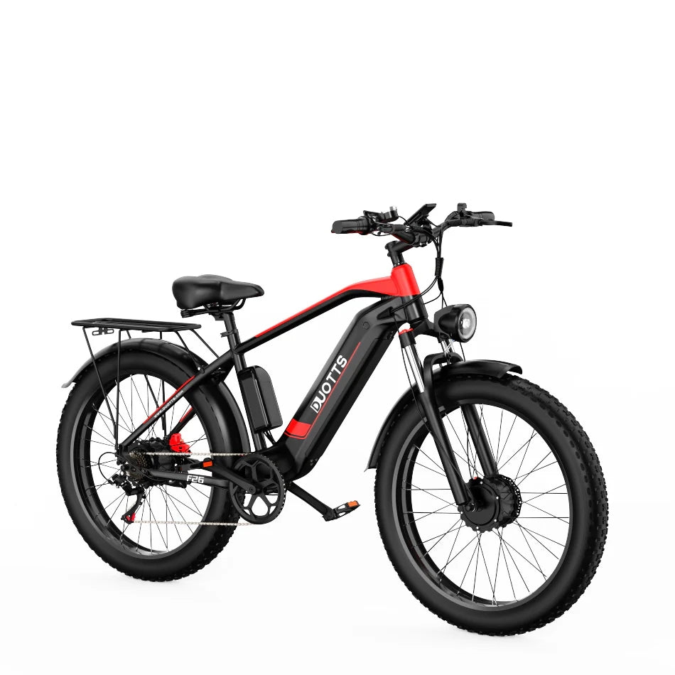 Vélo Électrique Duotts F26 - Moteur 750W*2 Batterie 840WH 50KM d'Autonomie - Noir rouge