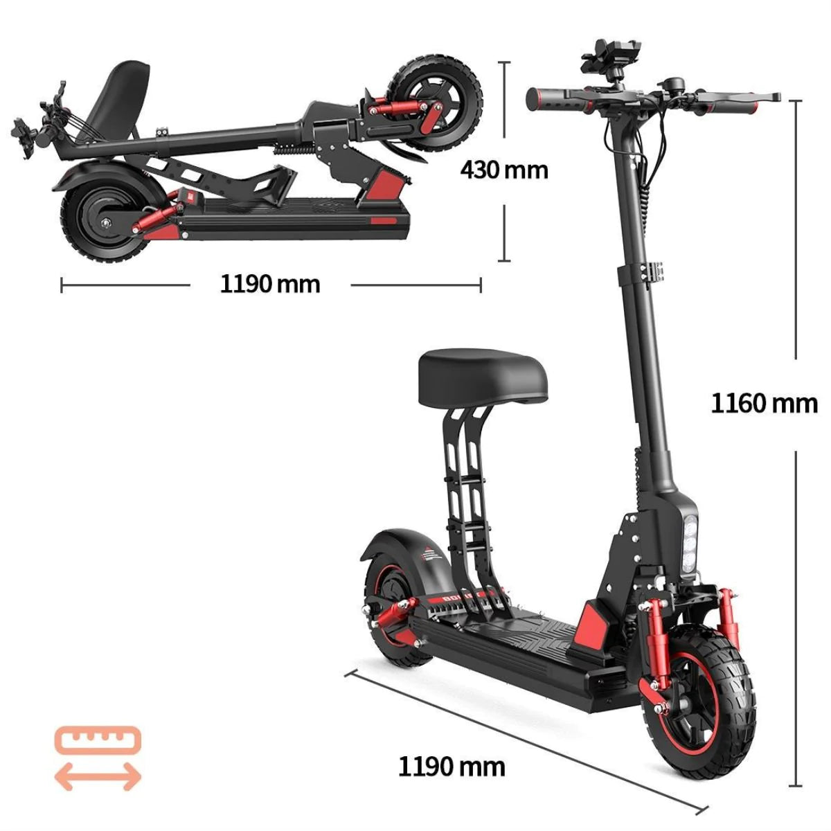 Trottinette Électrique BOGIST C1 Pro - Moteur 500W Batterie 48V15Ah Autonomie 45KM - Rouge