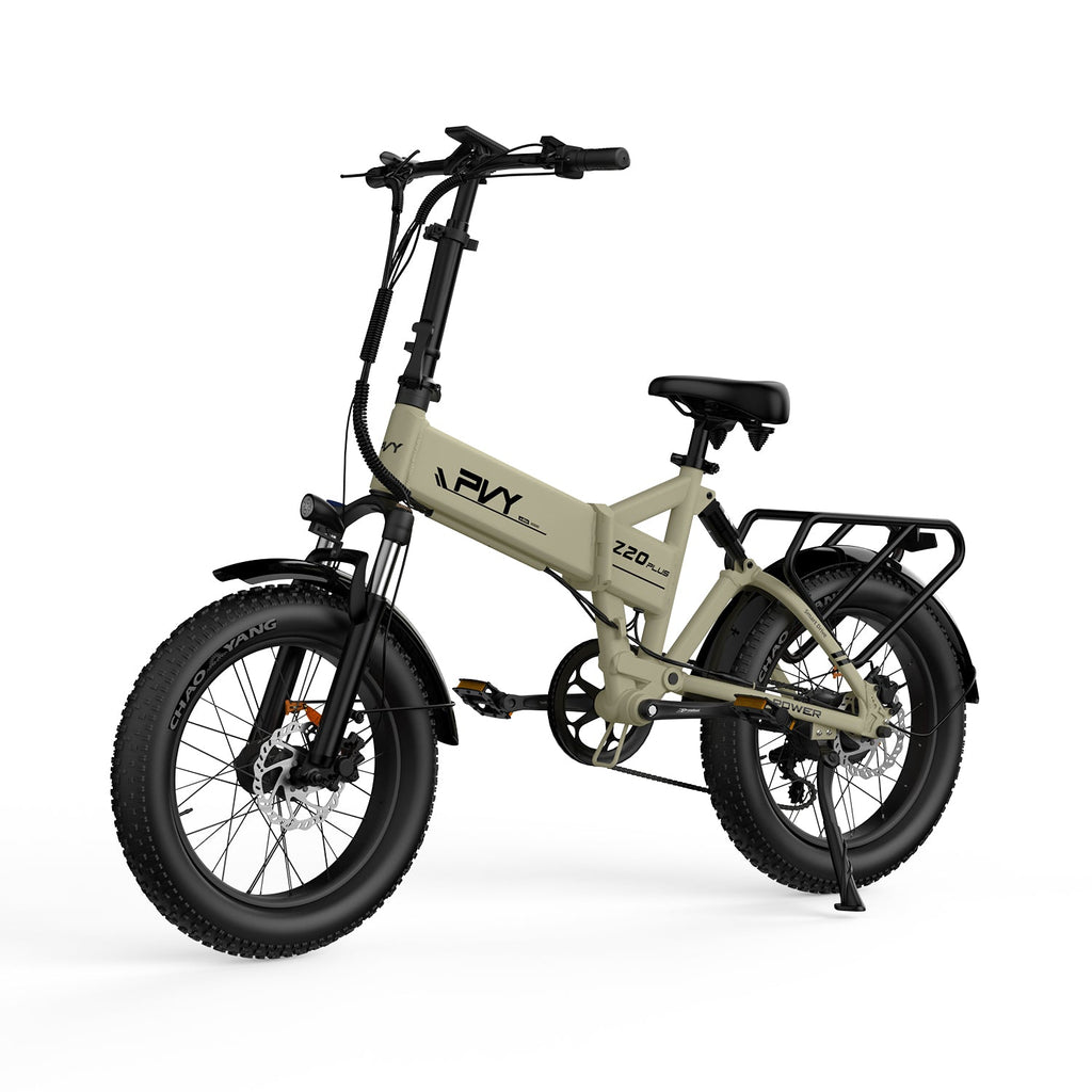 Vélo Électrique PVY Z20 Plus 500 - Moteur 250W Batterie 48V14.5AH Autonomie 100KM Freins à Disque Mécaniques - Beige