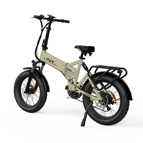 Vélo Électrique PVY Z20 Plus 1000 - Moteur 250W Batterie 48V16.5AH Freins à Disque Hydrauliques Autonomie 120KM - Beige
