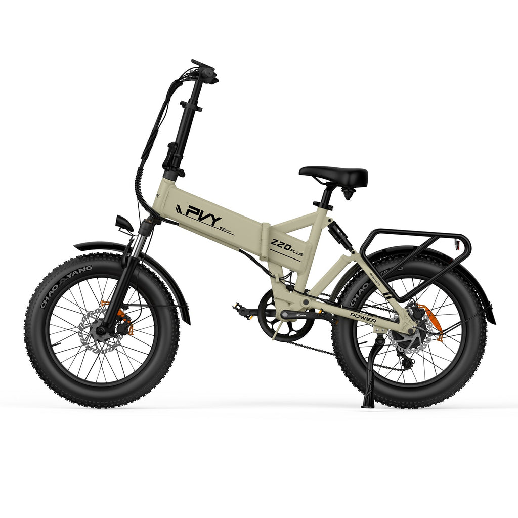 Vélo Électrique PVY Z20 Plus 1000 - Moteur 250W Batterie 48V16.5AH Freins à Disque Hydrauliques Autonomie 120KM - Beige