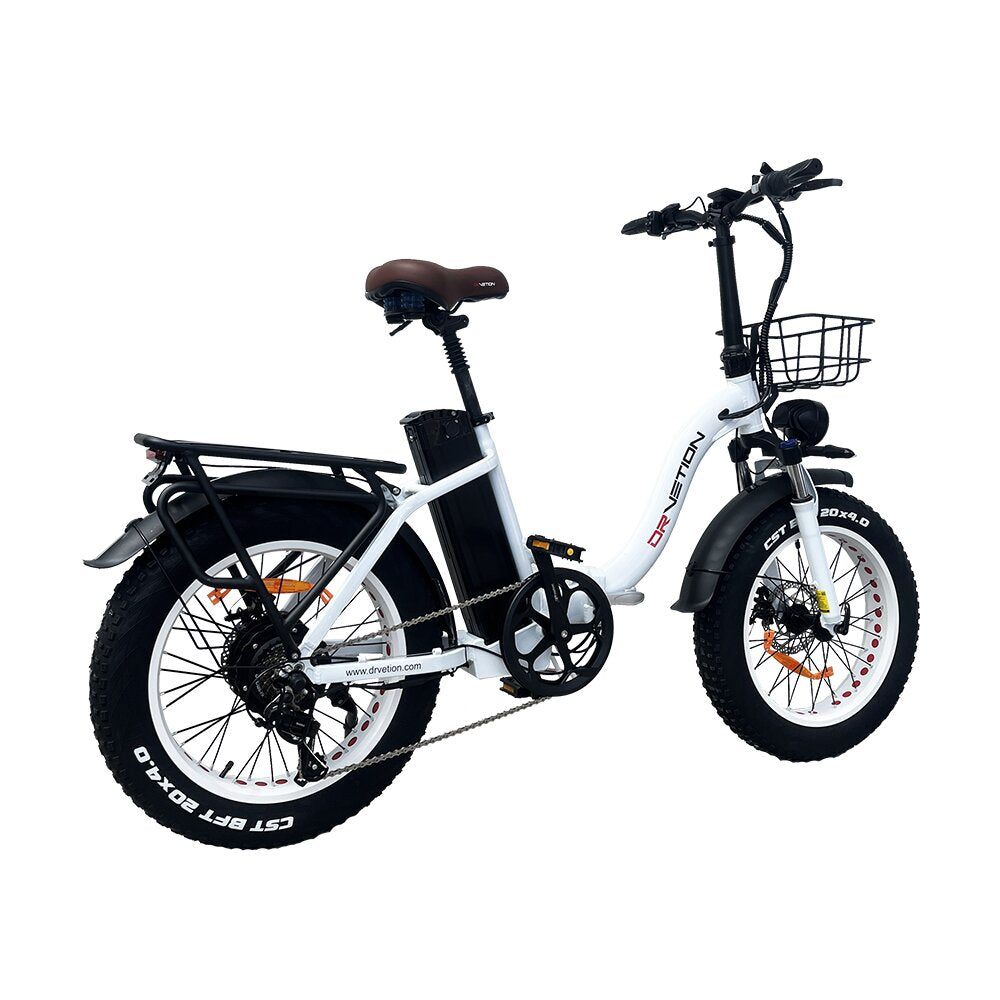 Vélo Électrique DrveTion CT20 - 20*4.0 Pouces Moteur 750W Batterie 48V20Ah Autonomie 60-90KM - Blanc Perle