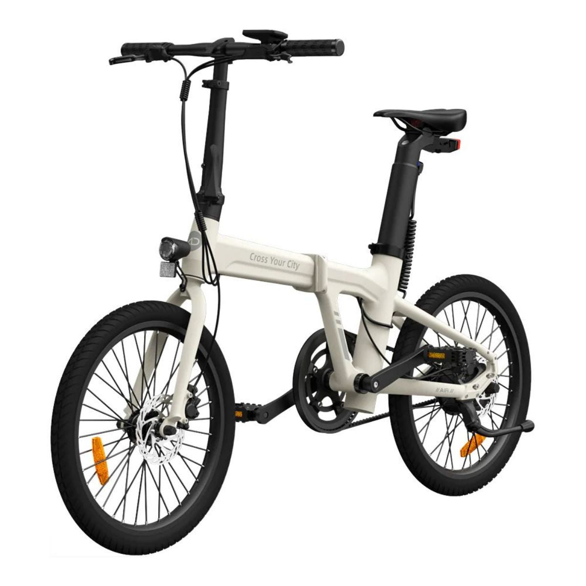 Vélo électrique pliant ADO Air 20 - Moteur 250W Batterie 36V9.6Ah Assisté Autonomie 100KM Freins à Disque Hydrauliques - Blanc Ivoire