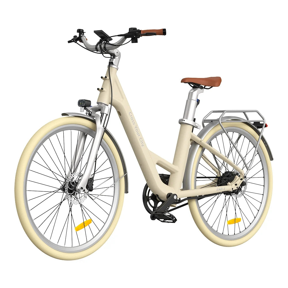 Vélo électrique ADO Air 28 Pro - Moteur 250W Batterie 36V9.6Ah Assisté Autonomie 100KM Freins à Disque Hydrauliques - Beige