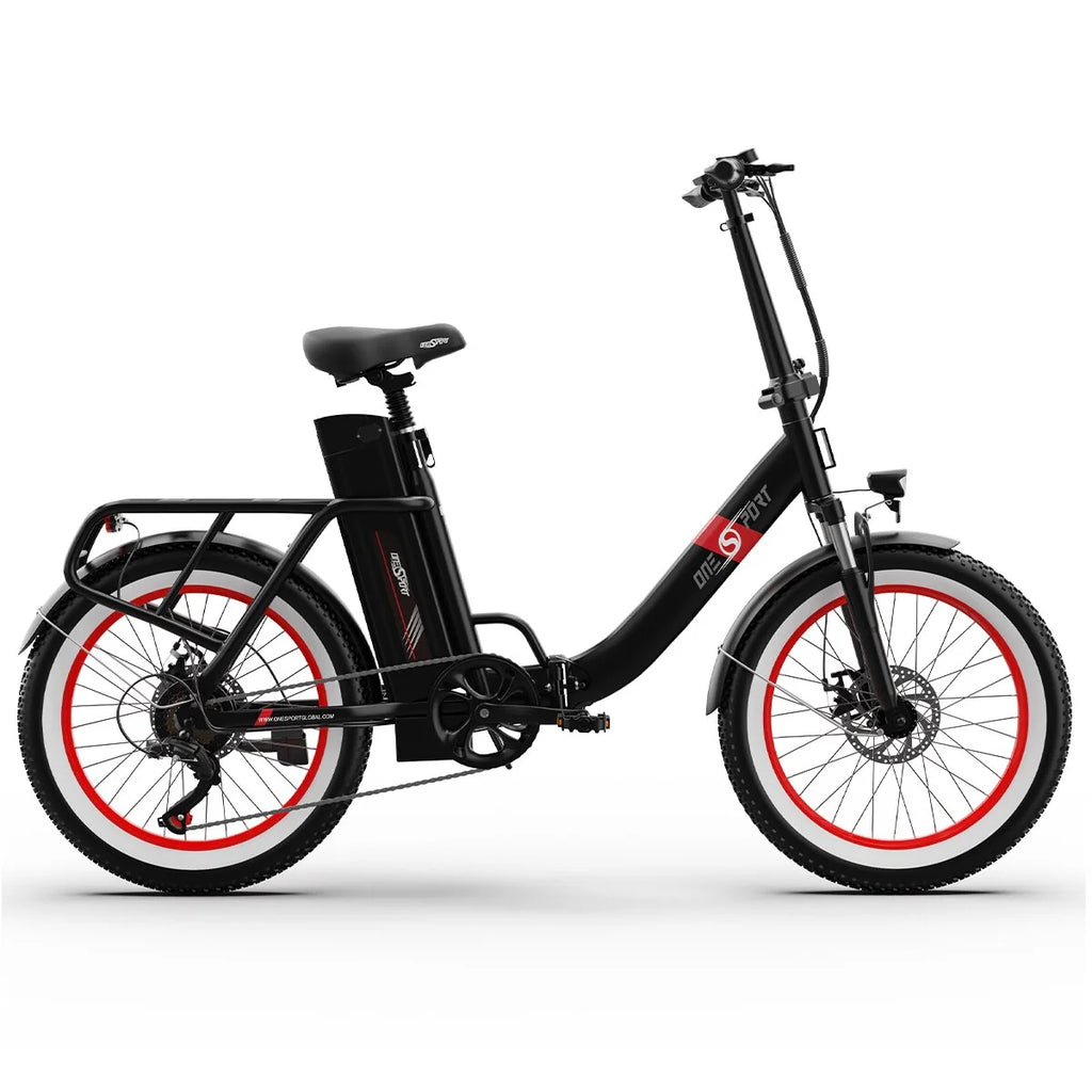ONESPORT OT16-2 Vélo Électrique - 20" Roues 250W Moteur 48V17Ah Batterie 60KM Autonomie Frein à Disque - Noir et Rouge
