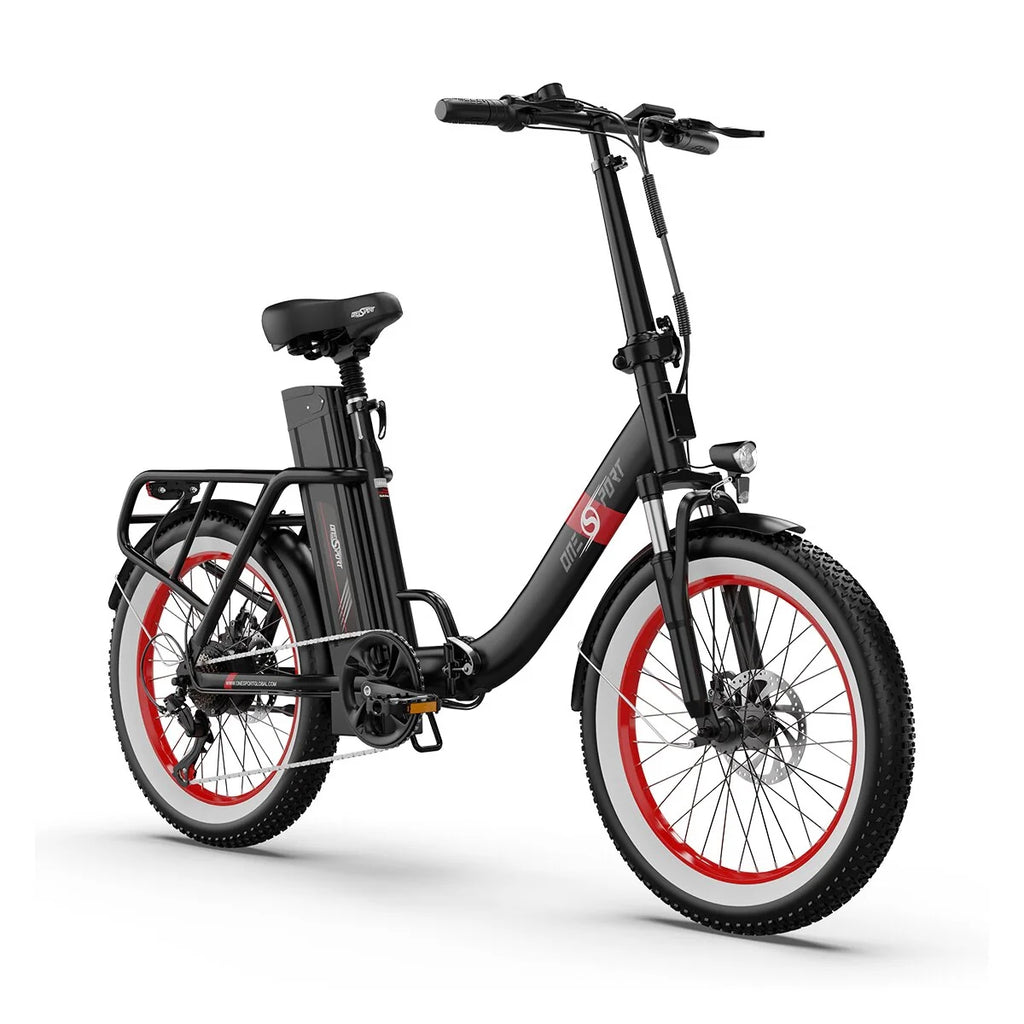 ONESPORT OT16-2 Vélo Électrique - 20" Roues 250W Moteur 48V17Ah Batterie 60KM Autonomie Frein à Disque - Noir et Rouge