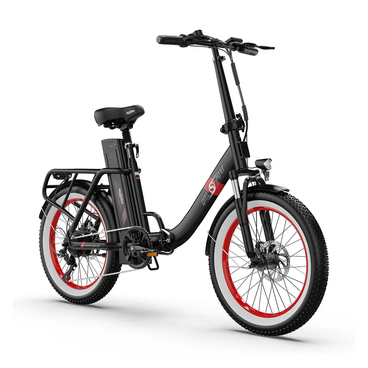 ONESPORT OT16-2 Vélo Électrique - 20" Roues 250W Moteur 48V17Ah Batterie 60KM Autonomie Frein à Disque - Noir et Rouge
