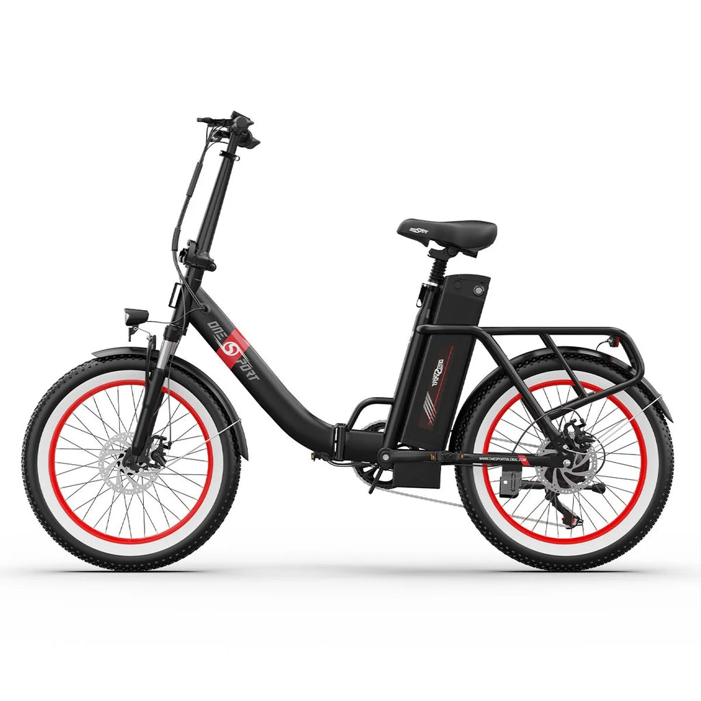 ONESPORT OT16-2 Vélo Électrique - 20" Roues 250W Moteur 48V17Ah Batterie 60KM Autonomie Frein à Disque - Noir et Rouge