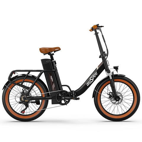 ONESPORT OT16-2 Vélo Électrique - 20" Roues 250W Moteur 48V17Ah Batterie 60KM Autonomie Frein à Disque - Noir et Marron