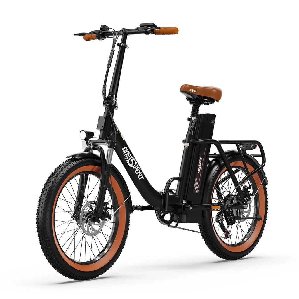 ONESPORT OT16-2 Vélo Électrique - 20" Roues 250W Moteur 48V17Ah Batterie 60KM Autonomie Frein à Disque - Noir et Marron