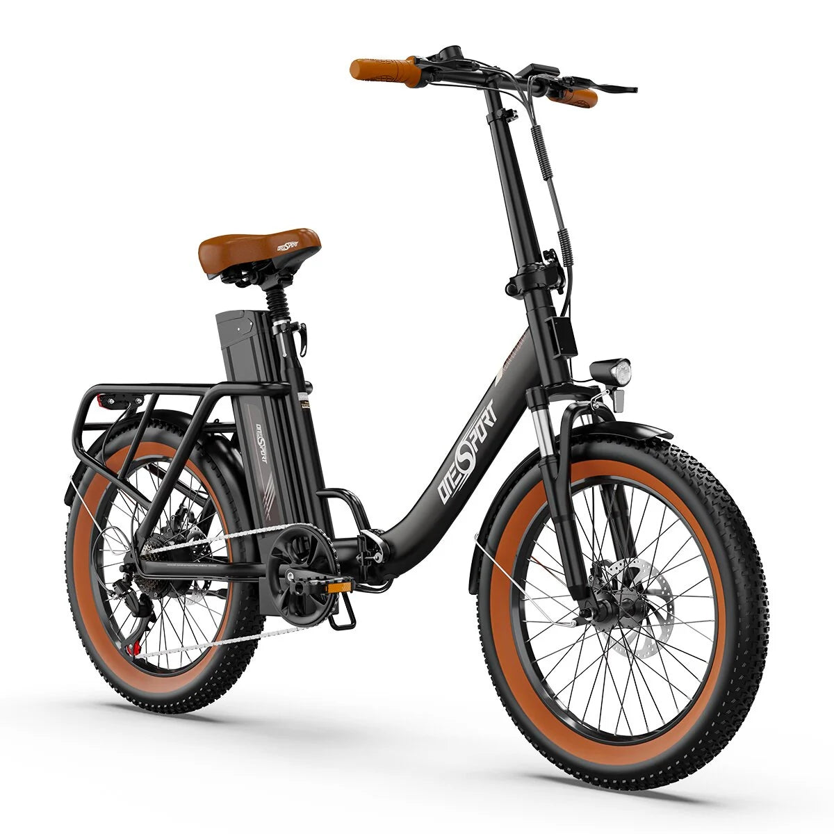 ONESPORT OT16-2 Vélo Électrique - 20" Roues 250W Moteur 48V17Ah Batterie 60KM Autonomie Frein à Disque - Noir et Marron
