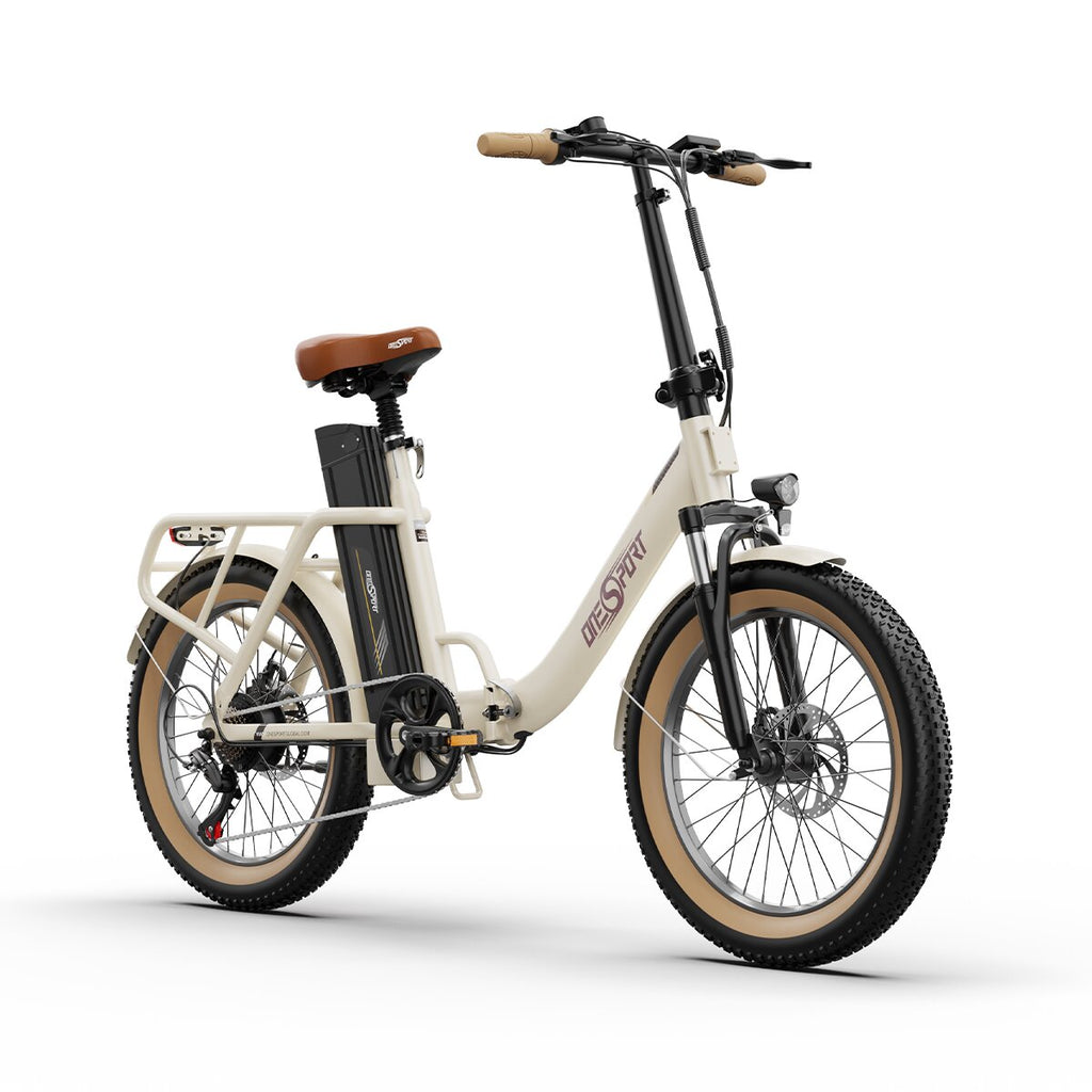 ONESPORT OT16-2 Vélo Électrique - 20" Roues 250W Moteur 48V17Ah Batterie 60KM Autonomie Frein à Disque - Blanc Cassé