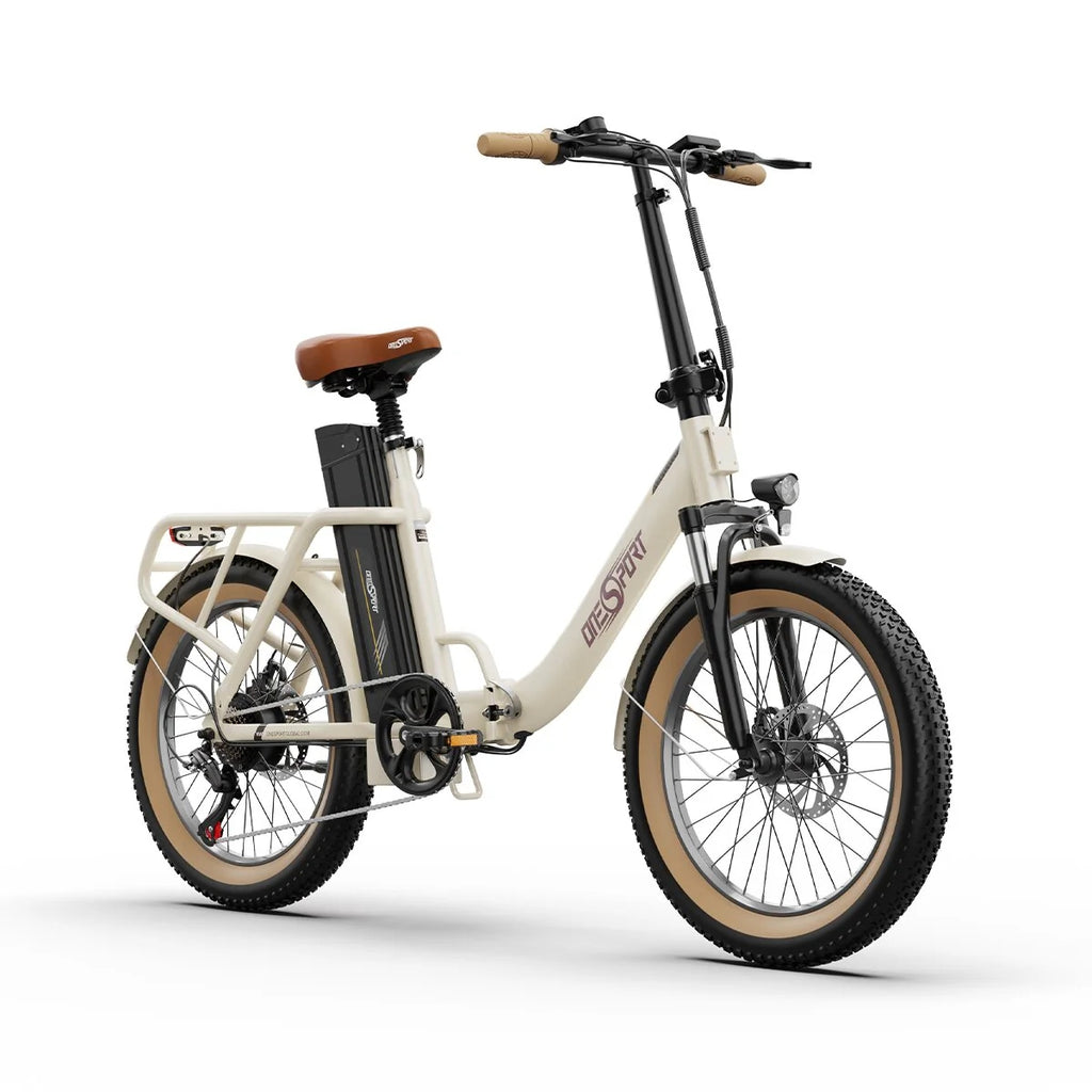 ONESPORT OT16-2 Vélo Électrique - 20" Roues 250W Moteur 48V17Ah Batterie 60KM Autonomie Frein à Disque - Blanc Cassé