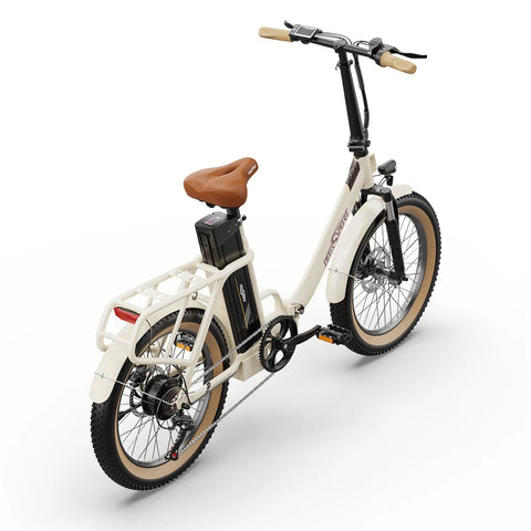 ONESPORT OT16-2 Vélo Électrique - 20" Roues 250W Moteur 48V17Ah Batterie 60KM Autonomie Frein à Disque - Blanc Cassé