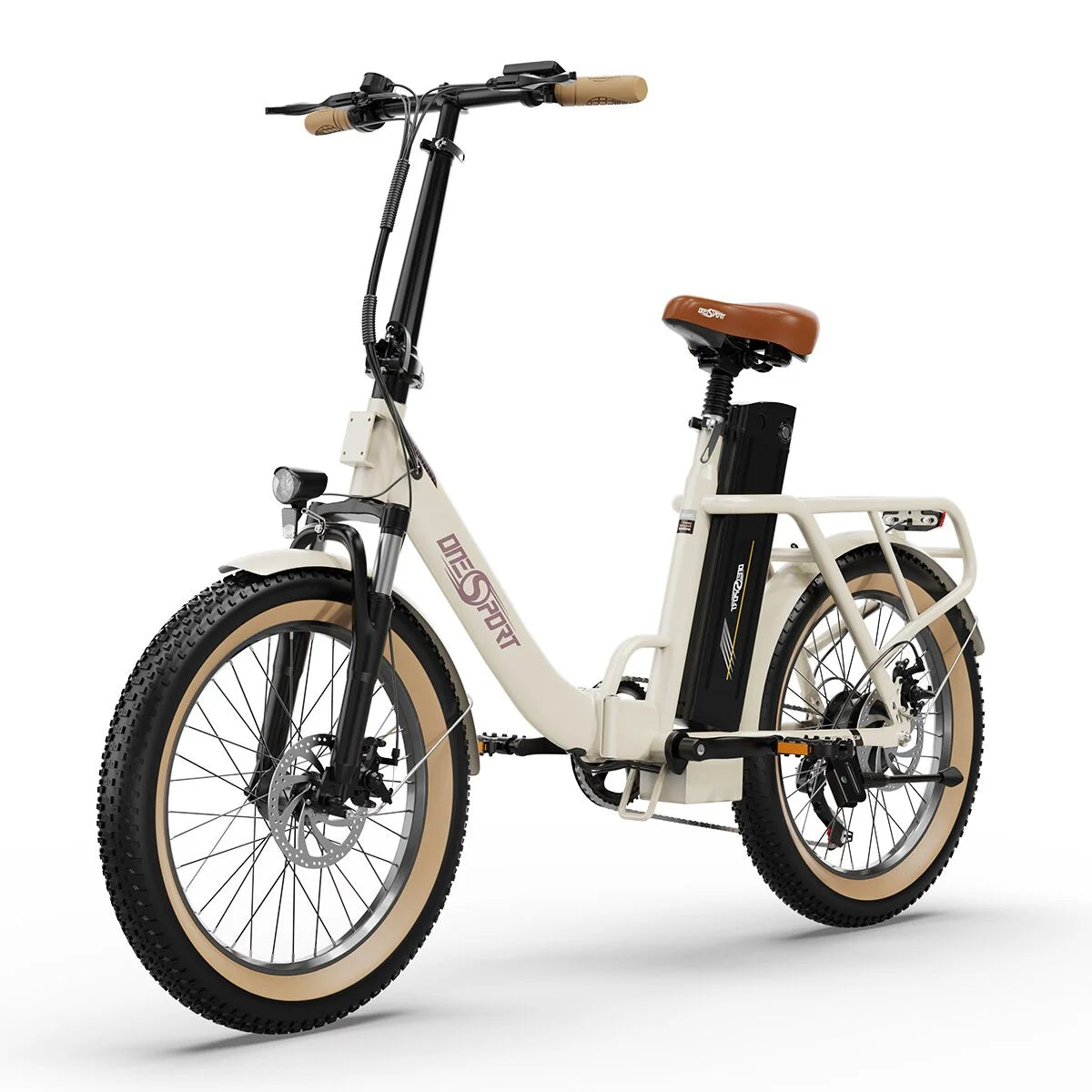 ONESPORT OT16-2 Vélo Électrique - 20" Roues 250W Moteur 48V17Ah Batterie 60KM Autonomie Frein à Disque - Blanc Cassé