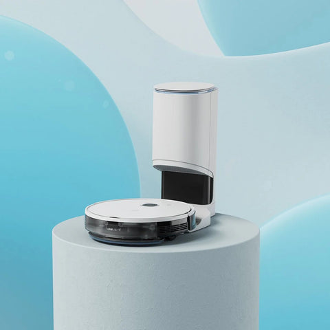 Yeedi Vac Max Robot Aspirateur avec Base - Aspiration 3000Pa Batterie 5200mAh Autonomie 200min Bruit 70dB - Blanc