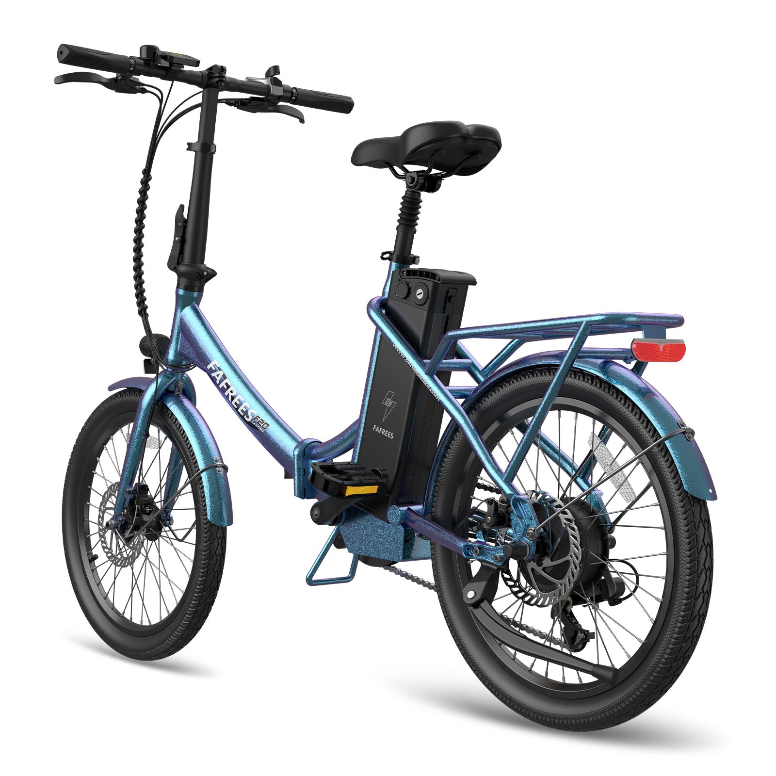 Vélo électrique FAFREES F20 Lasting - Moteur 250W Batterie 36V18.2Ah Assisted Autonomie 120KM Frein à Disque Mécanique - Bleu Vert