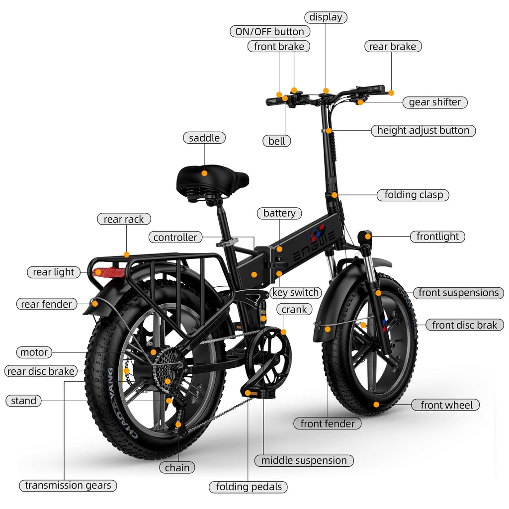 Vélo électrique ENGWE ENGINE X 250W - 60KM autonomie - Freins à disque