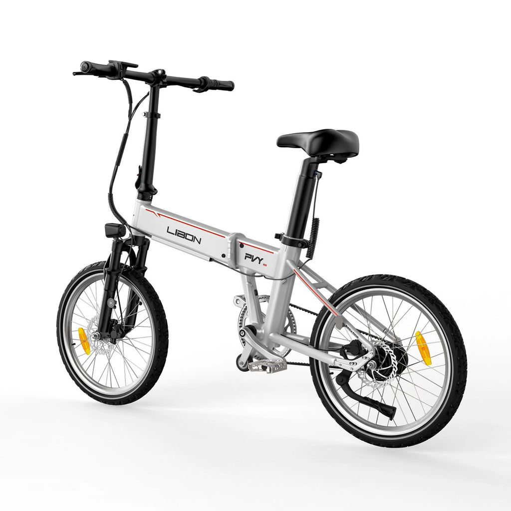 Vélo Électrique PVY Libon 20.4AH - Moteur 500W Double Batterie 36V10.4AH+36V10AH Freins à Disque Hydrauliques Autonomie 260KM - Blanc