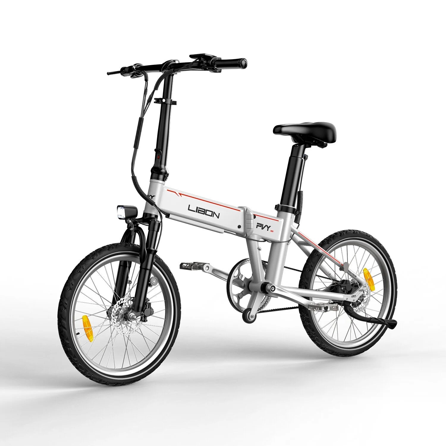 Vélo Électrique PVY Libon 20.4AH - Moteur 500W Double Batterie 36V10.4AH+36V10AH Freins à Disque Hydrauliques Autonomie 260KM - Blanc