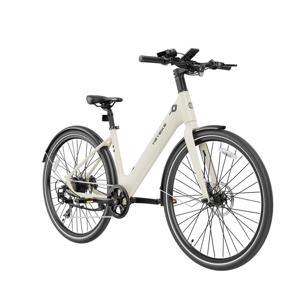 Vélo Électrique Heybike EC1 ST - Moteur 250W Batterie 36V10Ah Assisté Autonomie 100KM Freins à Disque Hydrauliques - Beurre Blanc