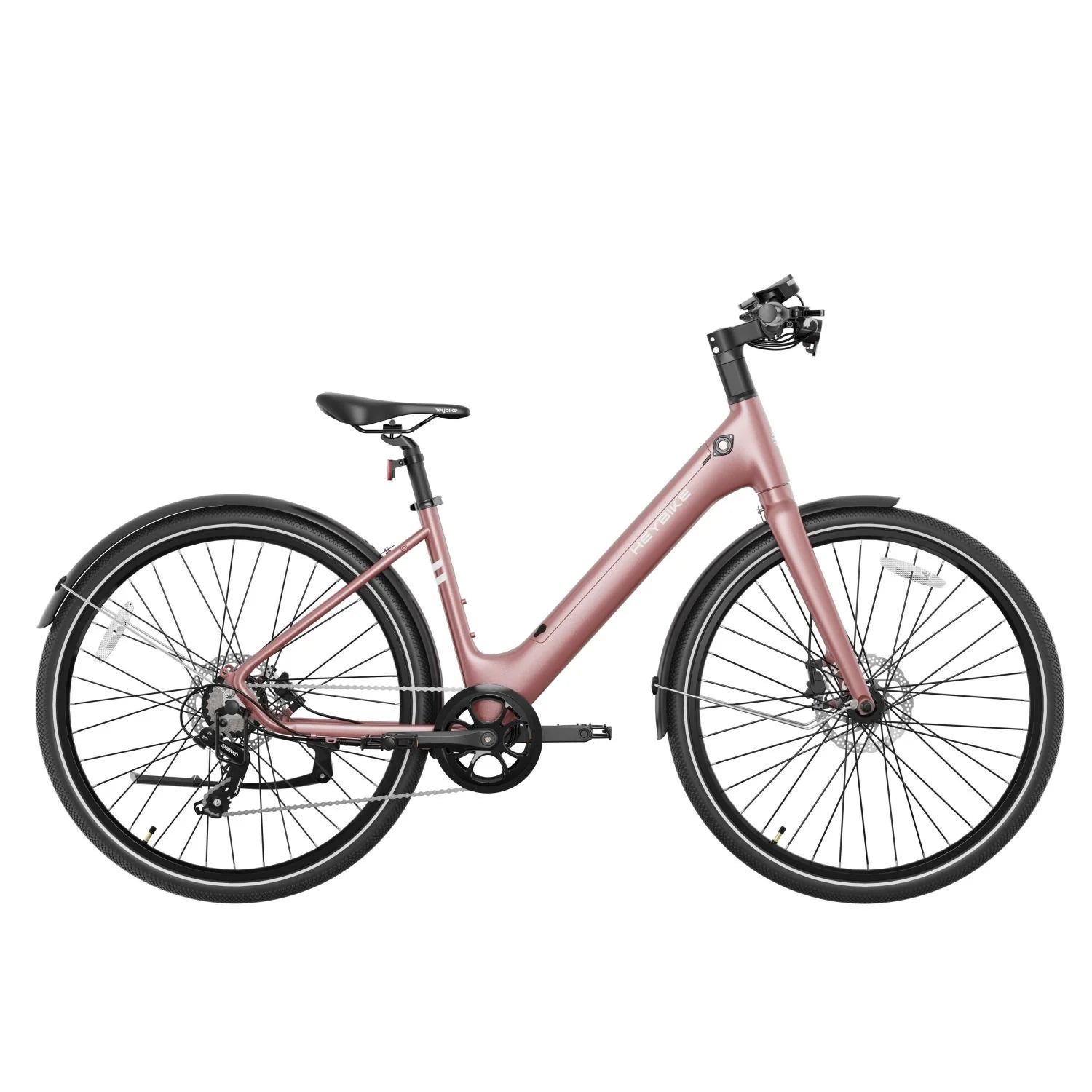 Vélo Électrique Heybike EC1 ST - Moteur 250W Batterie 36V10Ah Assisté Autonomie 100KM Freins à Disque Hydrauliques - Rose Clair