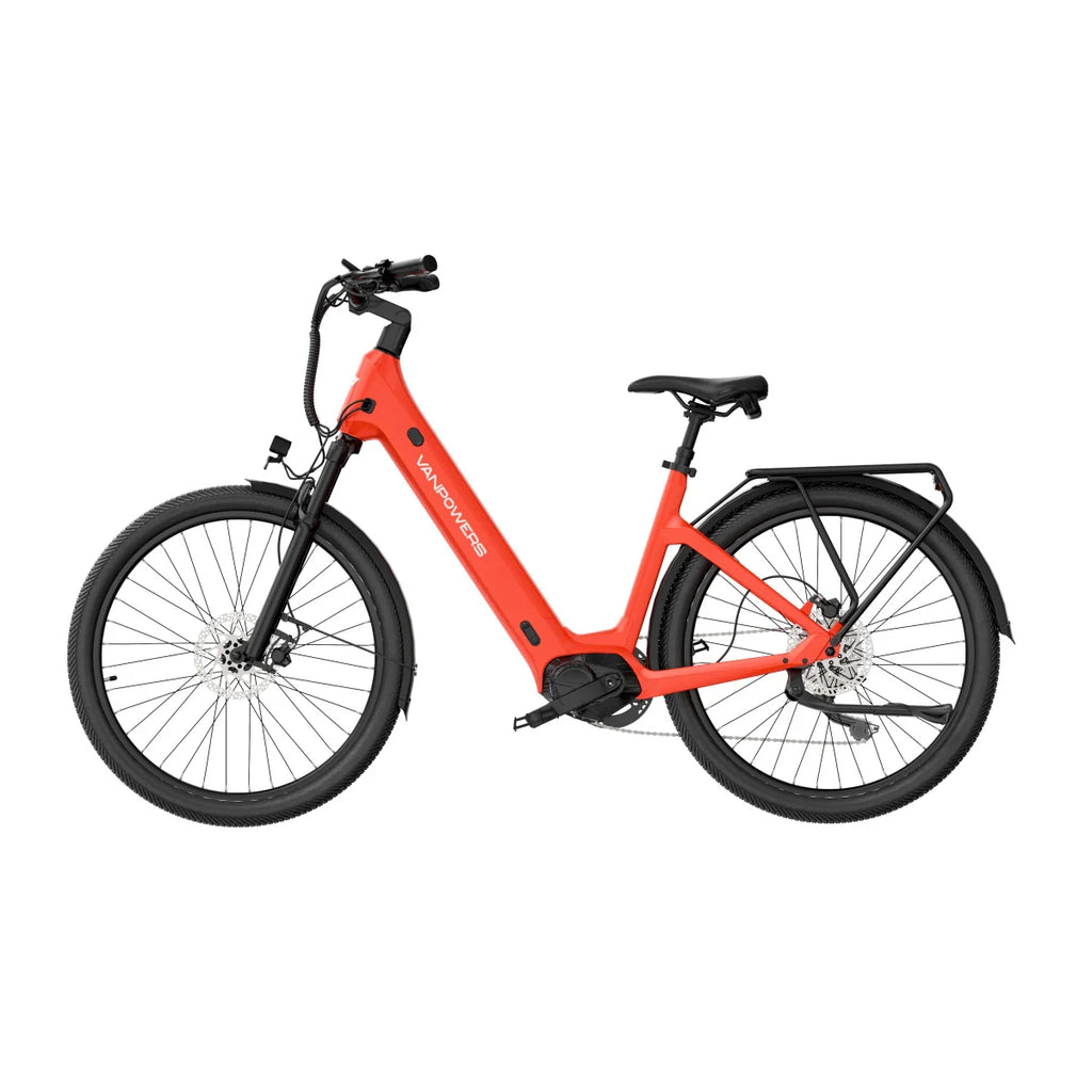 Vélo Électrique Vanpowers Urbangide Ultra L - Moteur 500W Batterie 48V14.4AH Assisté Autonomie110KM Freins à Disque Hydrauliques - Rouge