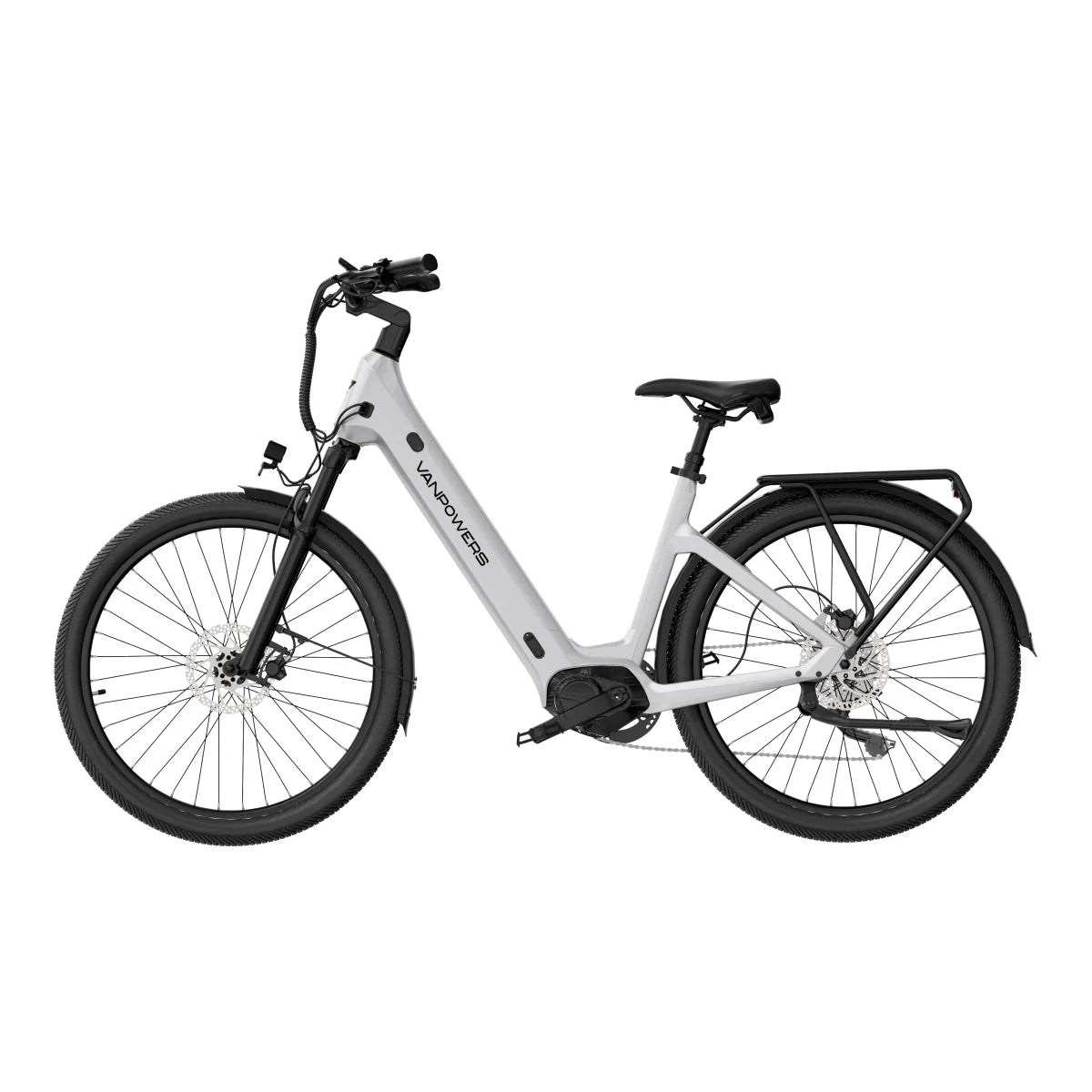 Vélo Électrique Vanpowers Urbangide Ultra L - Moteur 500W Batterie 48V14.4AH Assisté Autonomie110KM Freins à Disque Hydrauliques - Perle Blanc