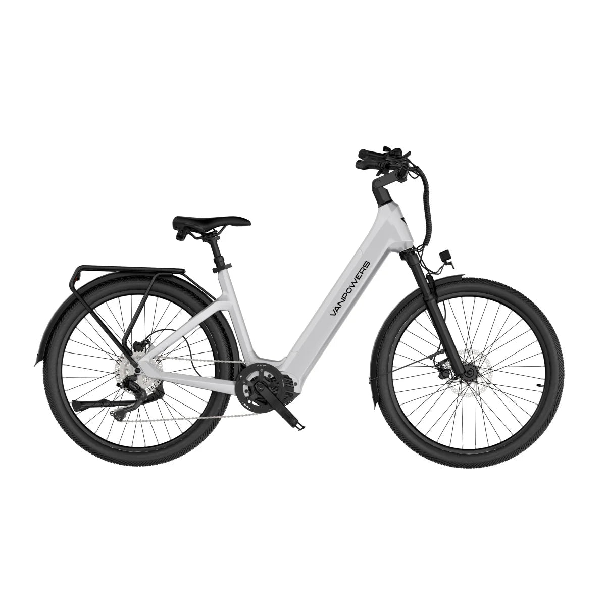 Vélo Électrique Vanpowers Urbangide Ultra L - Moteur 500W Batterie 48V14.4AH Assisté Autonomie110KM Freins à Disque Hydrauliques - Perle Blanc