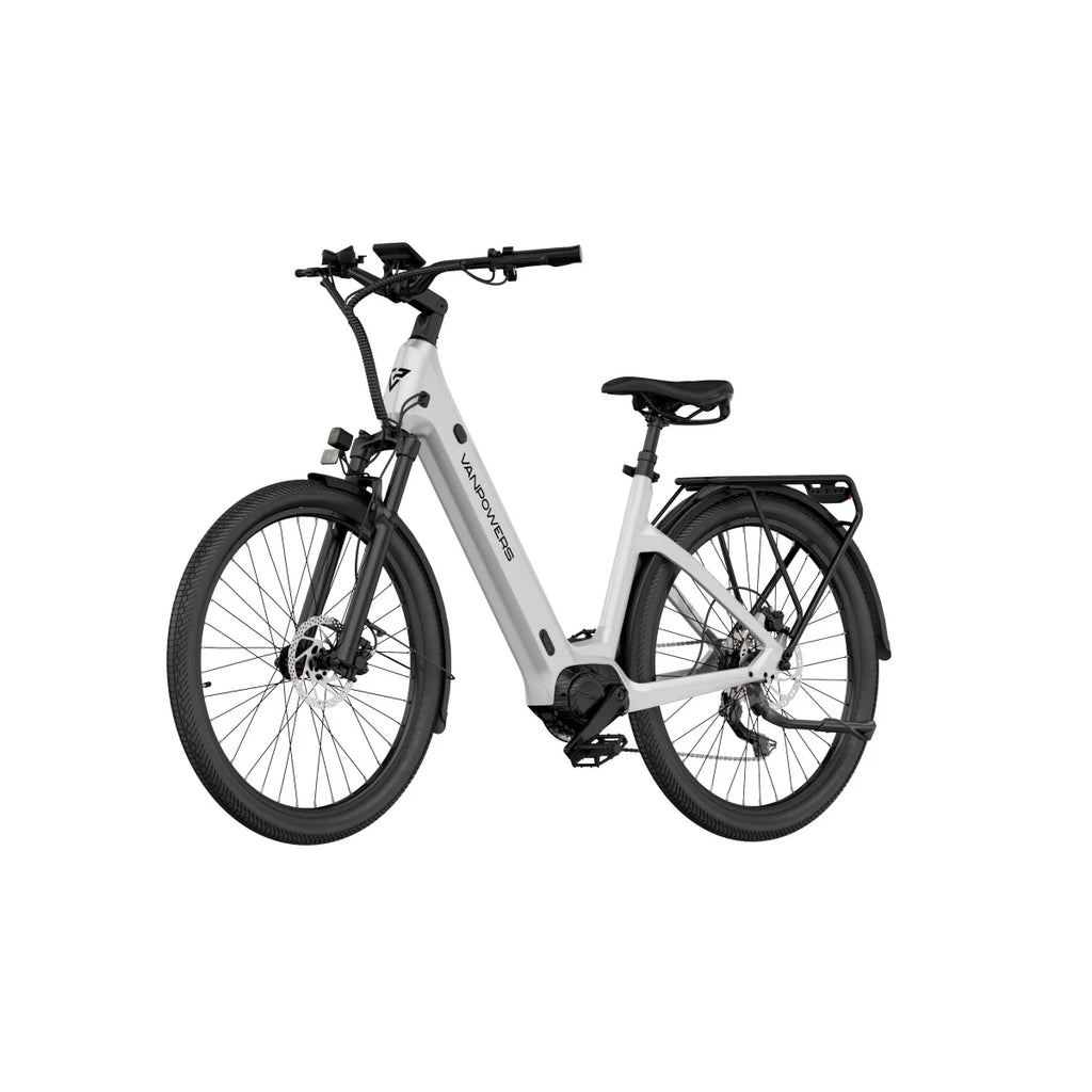 Vélo Électrique Vanpowers Urbangide Ultra L - Moteur 500W Batterie 48V14.4AH Assisté Autonomie110KM Freins à Disque Hydrauliques - Perle Blanc