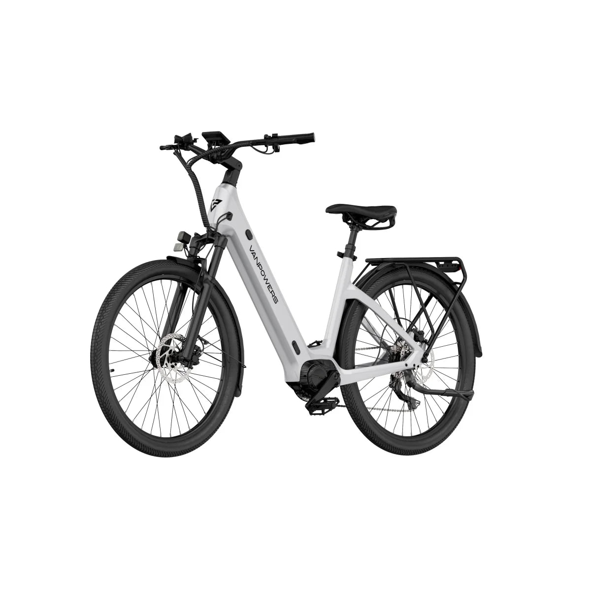 Vélo Électrique Vanpowers Urbangide Ultra L - Moteur 500W Batterie 48V14.4AH Assisté Autonomie110KM Freins à Disque Hydrauliques - Perle Blanc