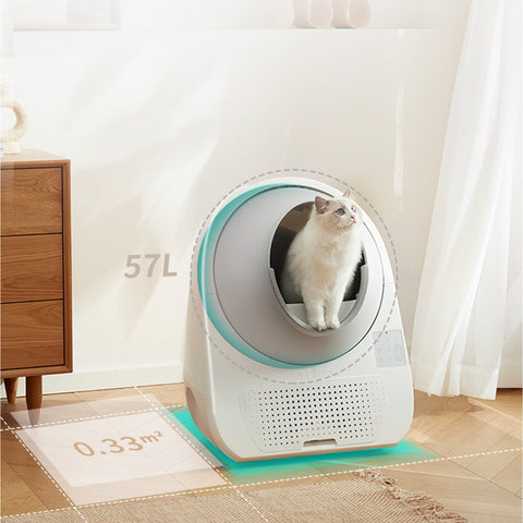 Bac à litière pour chat Catlink Luxury pro-X - capacité de 57L capacité des toilettes 13L durée 21 jours connexion wifi - Blanc