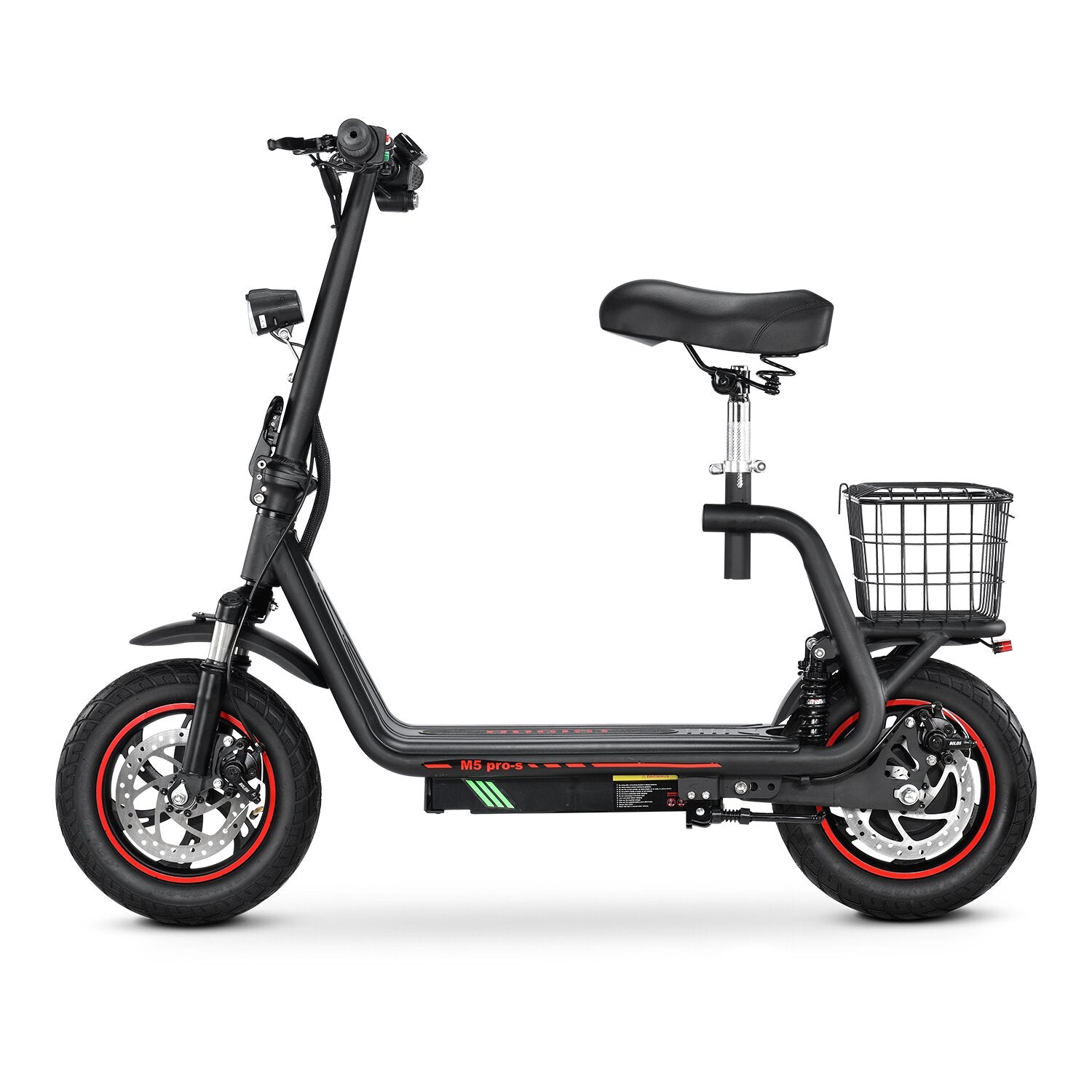 Trottinette Électrique BOGIST M5Pro-S - Moteur 500W Batterie 48V 13AH Autonomie 35KM Freins à Disque - Noir Rouge
