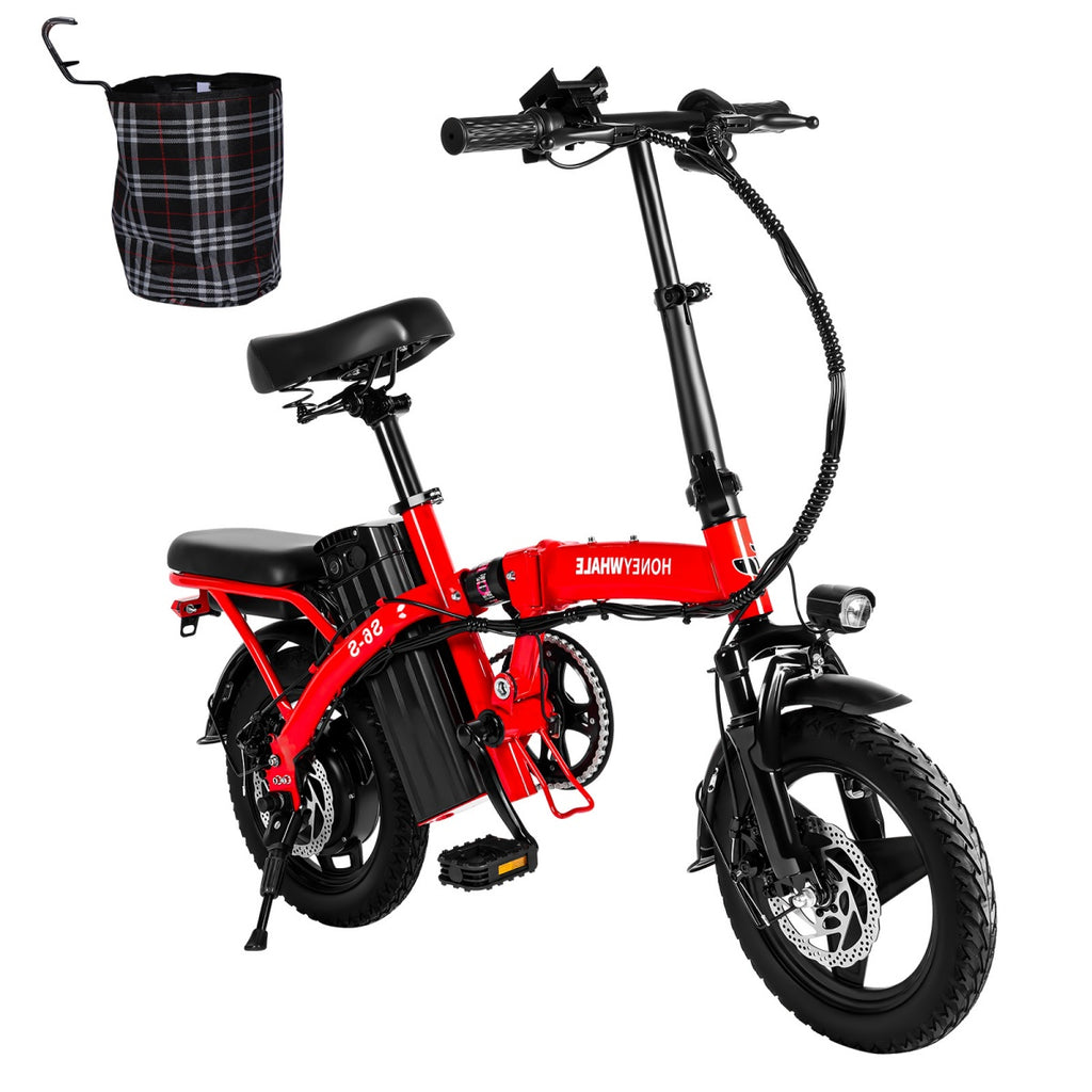 Vélo électrique Honey Whale S6-S - Moteur 350W Batterie 48V10.4AH Autonomie 40KM Freins à Disque - Rouge