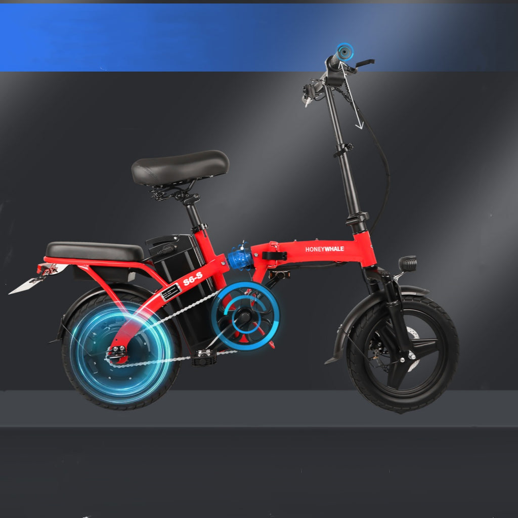 Vélo électrique Honey Whale S6-S - Moteur 350W Batterie 48V10.4AH Autonomie 40KM Freins à Disque - Rouge