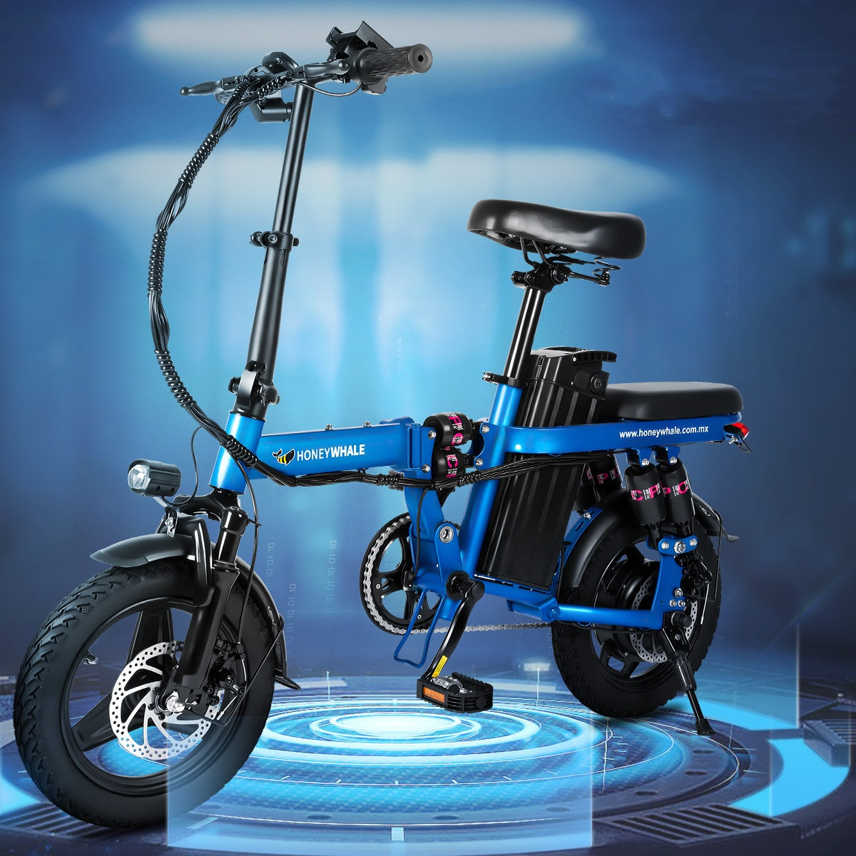 Vélo électrique Honey Whale S6 Pro-S - Moteur 350W Batterie 48V15AH Autonomie 50KM Freins à Disque - Bleu