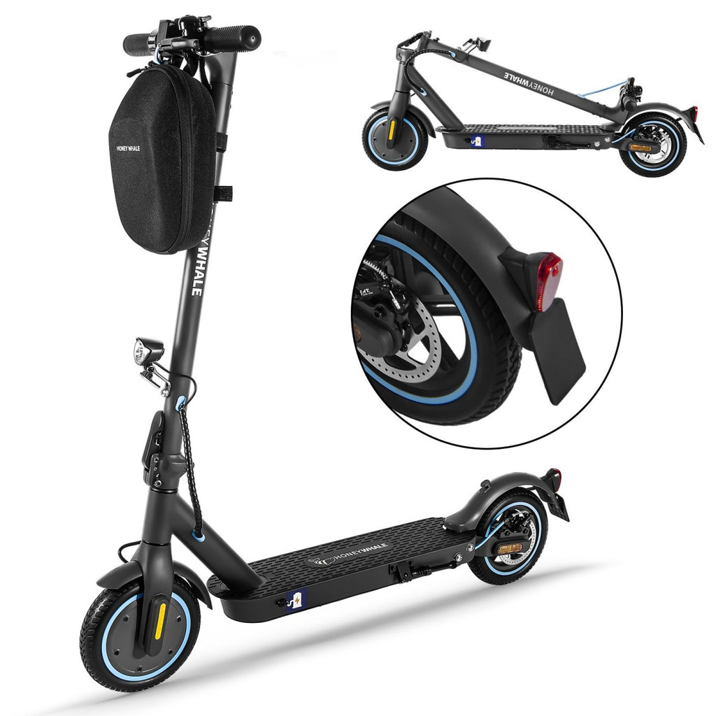 Trottinette électrique Honey Whale E9 Avec Certification ABE - Moteur 330W Batterie 36V7.5AH Autonomie 25KM Freins à Disque Pliable - Noir