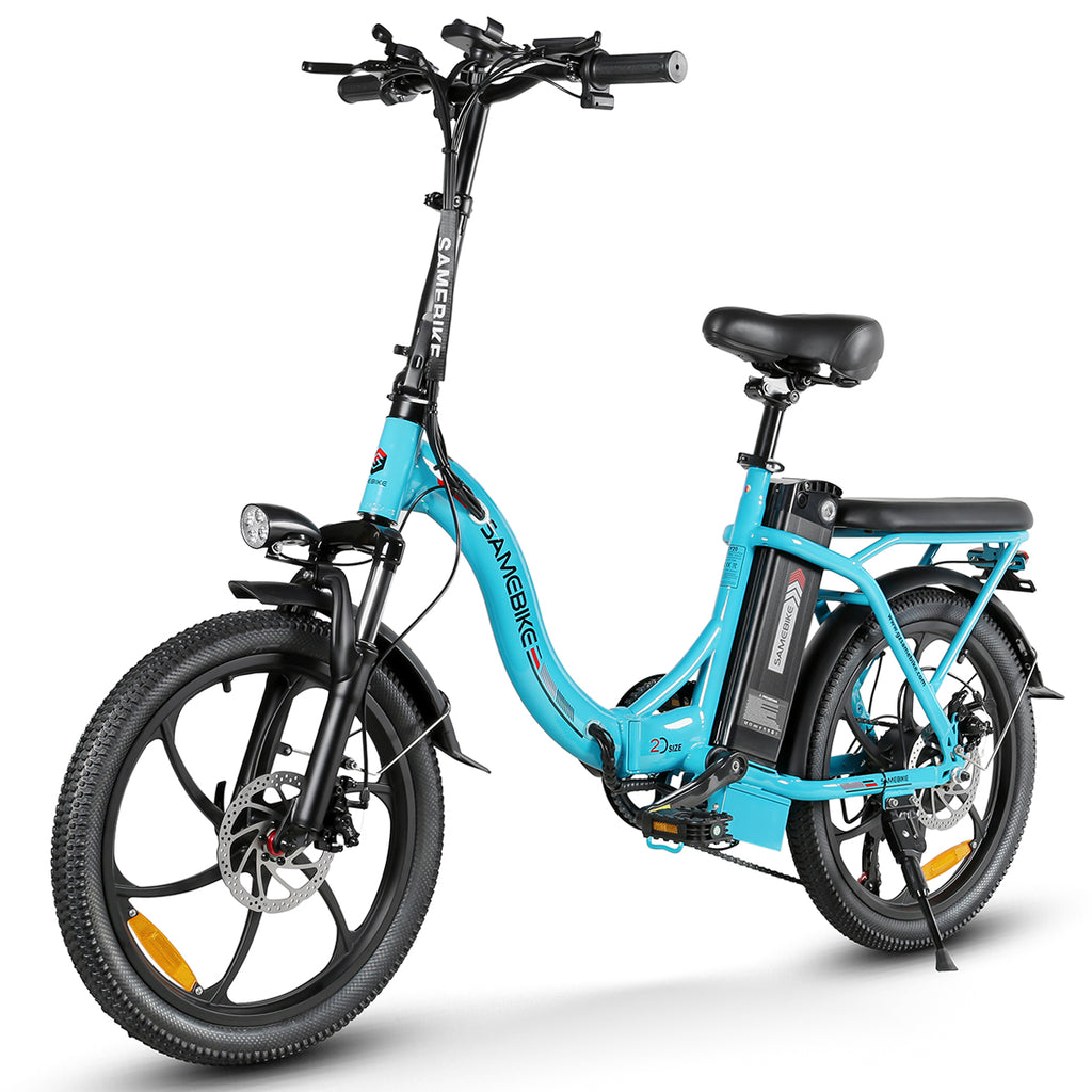 Vélo électrique SAMEBIKE CY20-IT - moteur 350W batterie 36V13AH autonomie 35KM freins à disque mécaniques - Bleu Lac