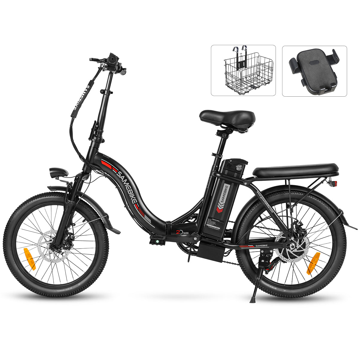 Vélo électrique SAMEBIKE CY20 FT - moteur 350W batterie 36V13AH  autonomie 35KM autonomie freins à disque mécaniques - Noir