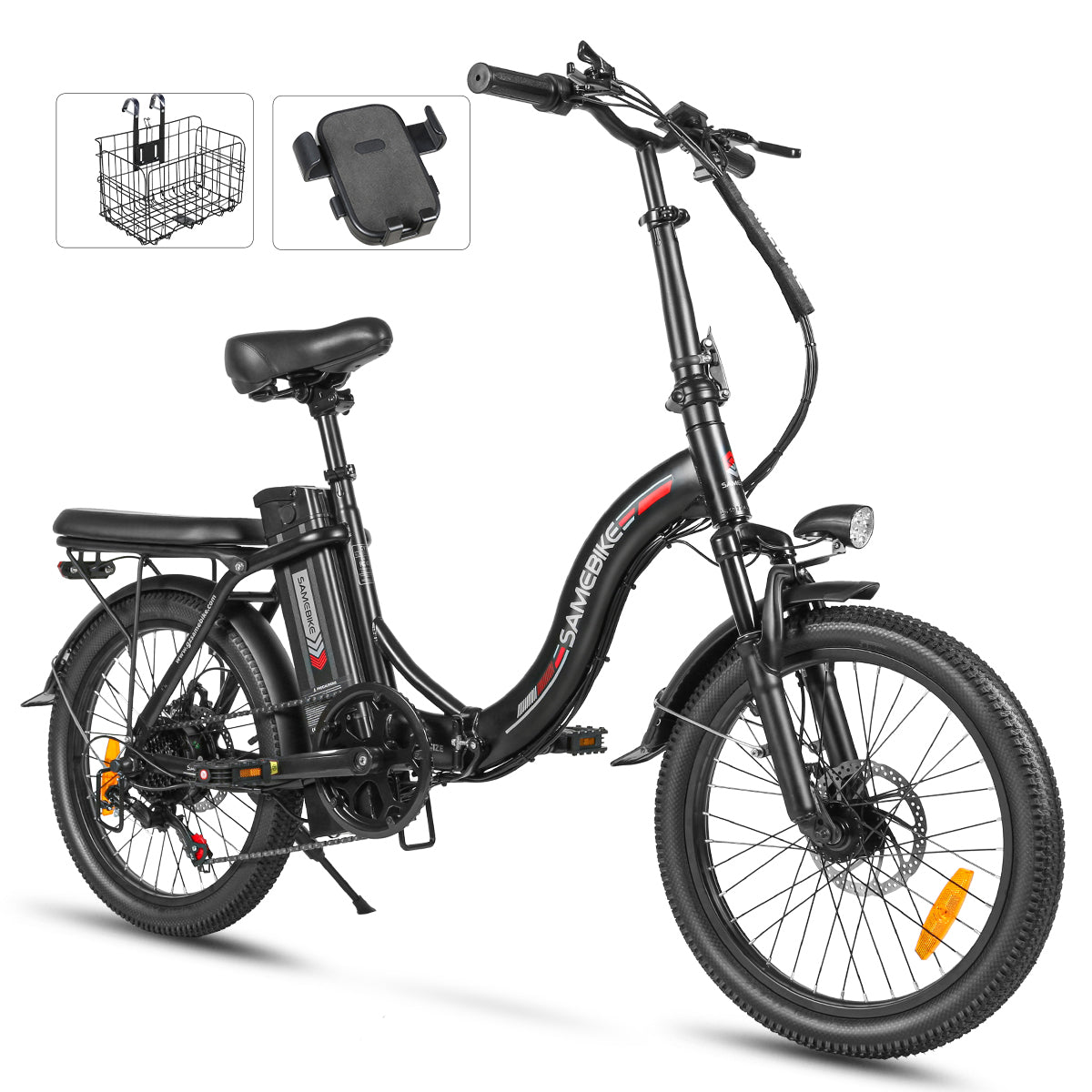 Vélo électrique SAMEBIKE CY20 FT - moteur 350W batterie 36V13AH  autonomie 35KM autonomie freins à disque mécaniques - Noir