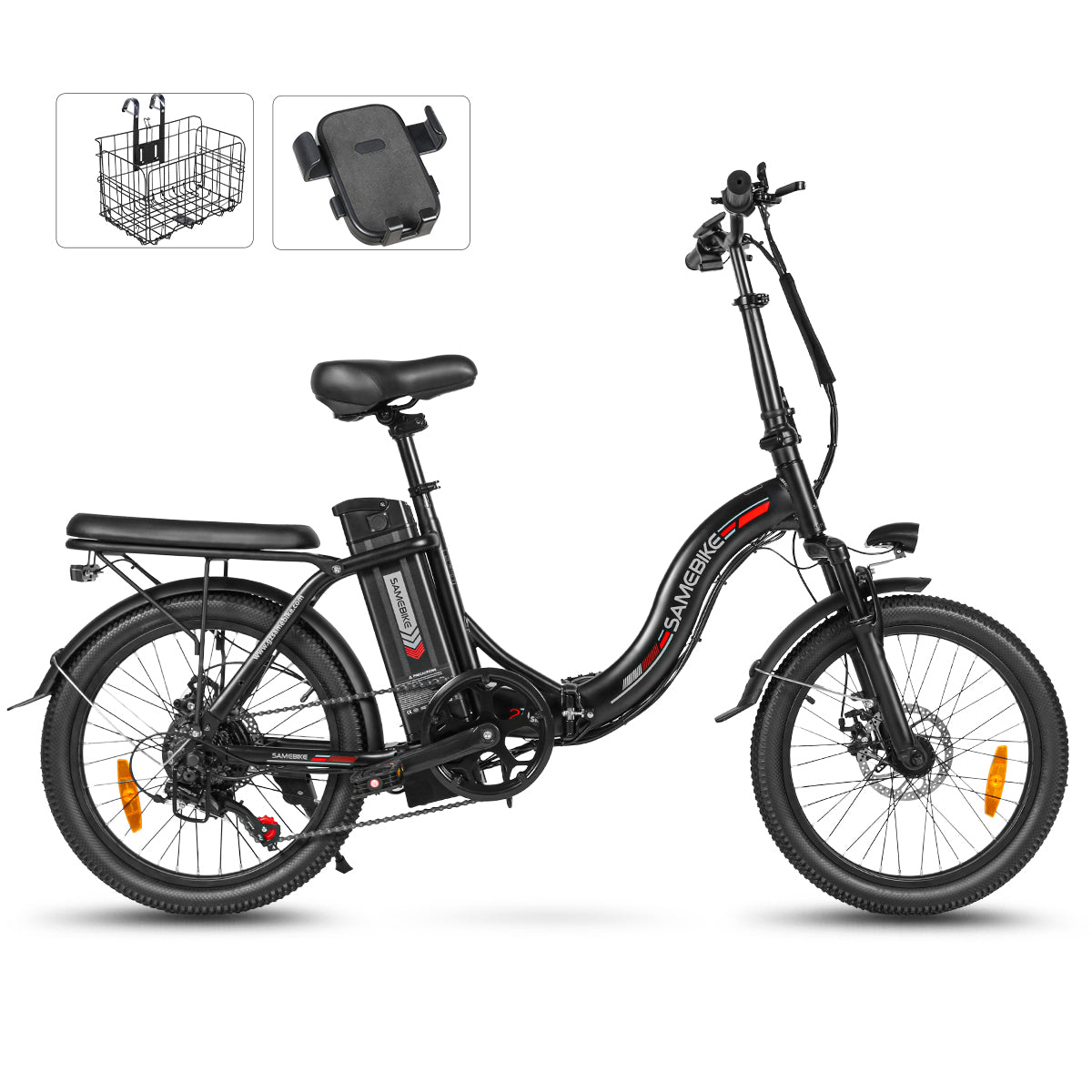 Vélo électrique SAMEBIKE CY20 FT - moteur 350W batterie 36V13AH  autonomie 35KM autonomie freins à disque mécaniques - Noir